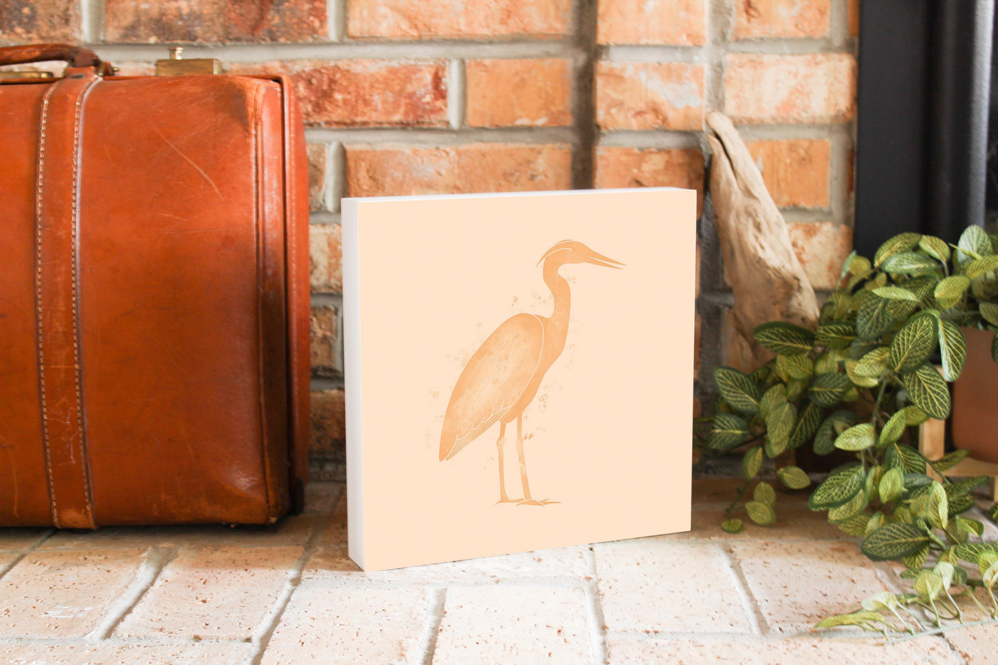 Louisiana Colorful Water Color Heron | Wood Block | Eaches | Min 2