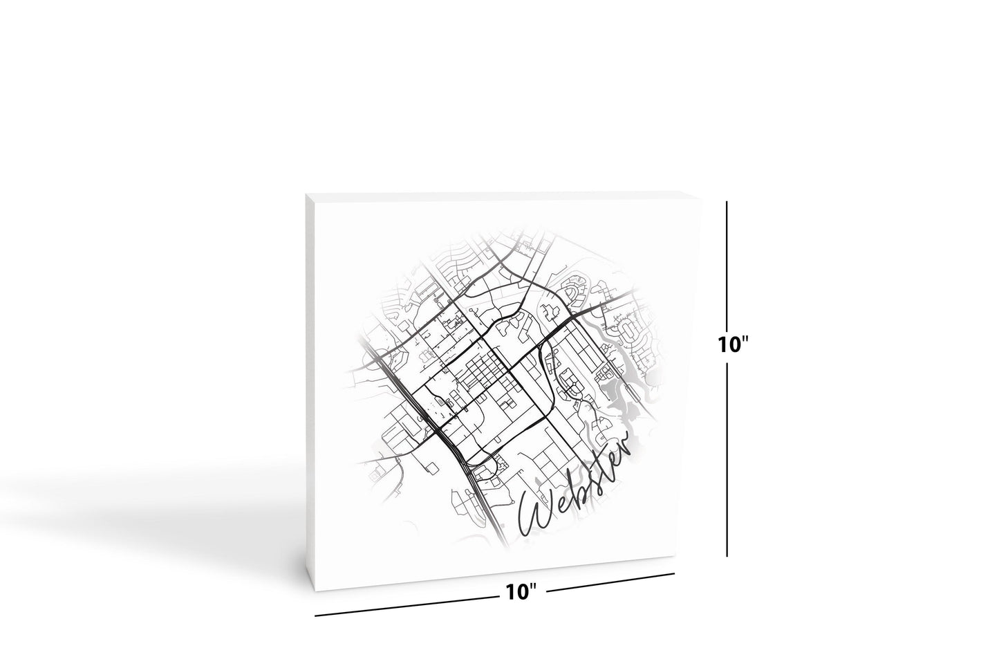 Minimalistic B&W Texas Webster Circle Map | Wood Block | Eaches | Min 2