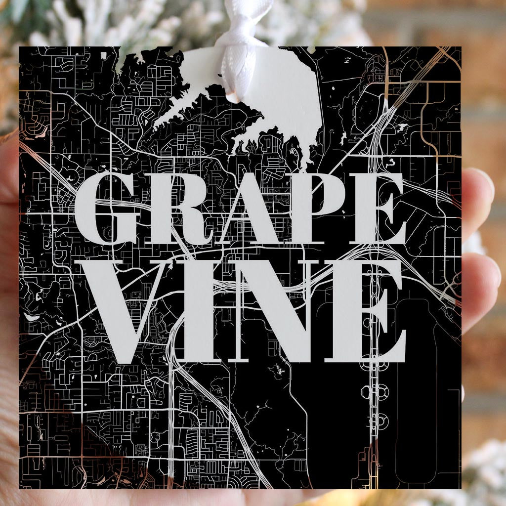 Minimalistic B&W Texas Grapevine Map | Wood Ornament | Eaches | Min 6