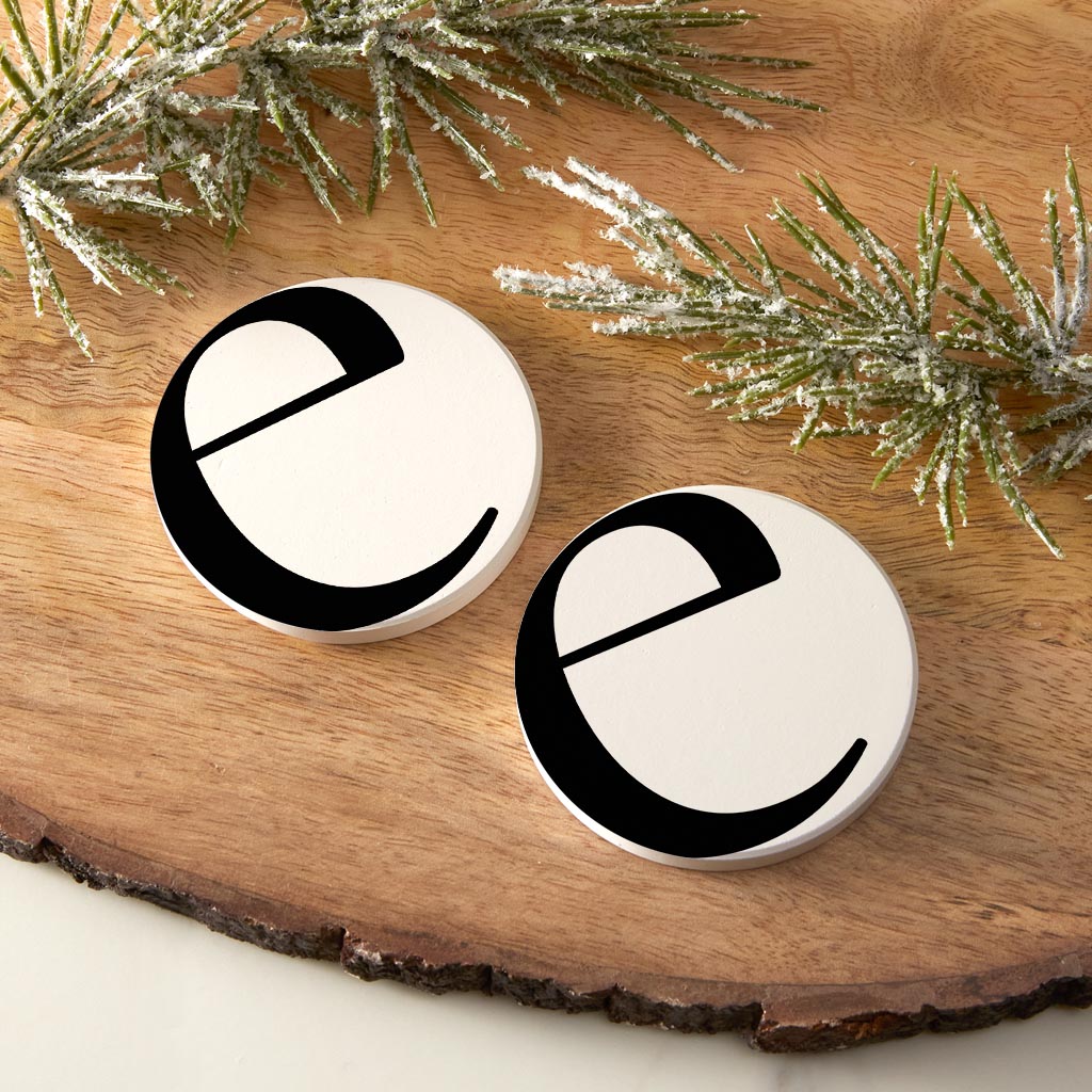 Minimalist Monogram E Circle | Absorbent Car Coasters | Set of 2 | Min 4