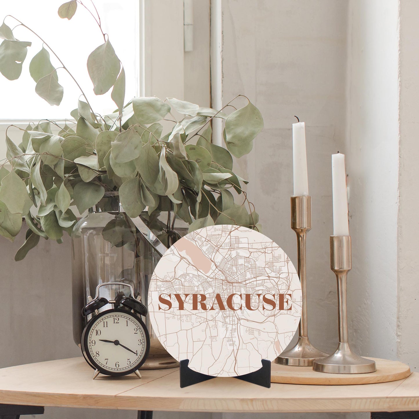 Modern Minimalist New York Syracuse Map | Wood Sign | Eaches | Min 1