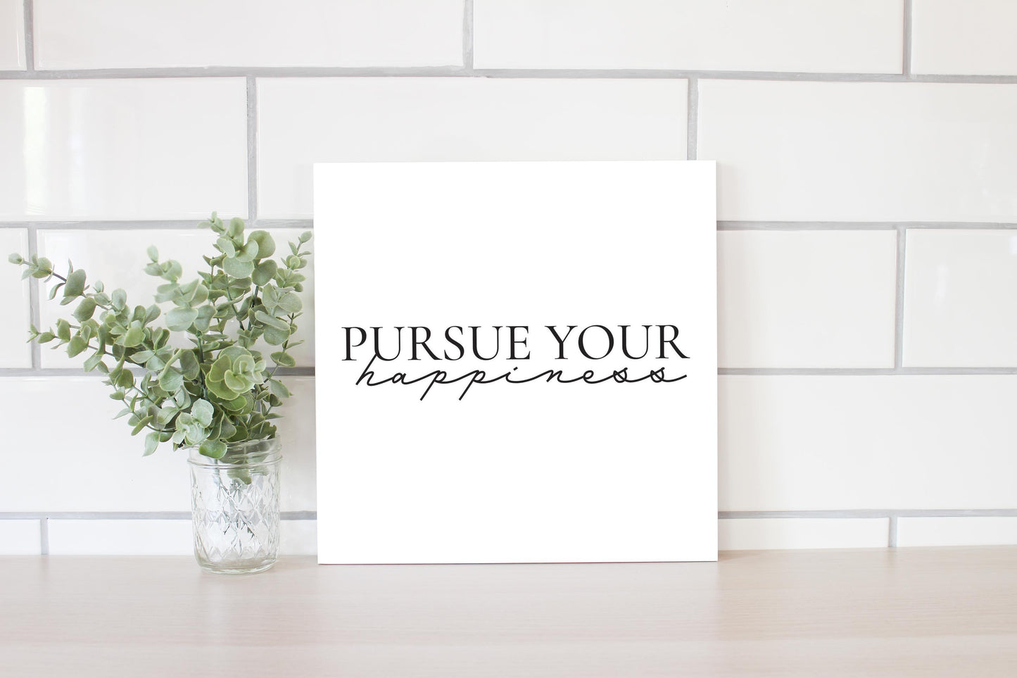 Minimalistic B&W Pennsylvania Happiness Quip | Wood Sign | Eaches | Min 2