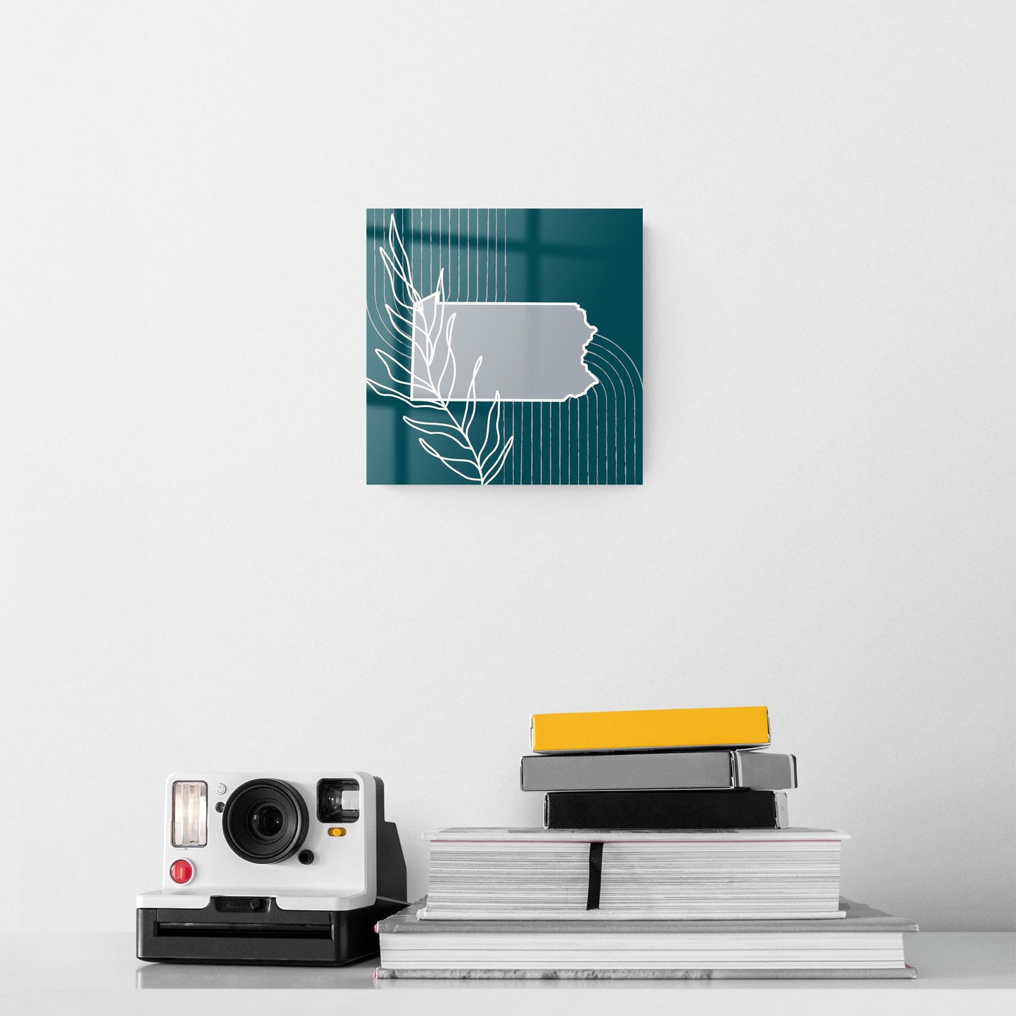 Modern Minimalist Pennsylvania Shape With Leaf | Hi-Def Glass Art | Eaches | Min 2