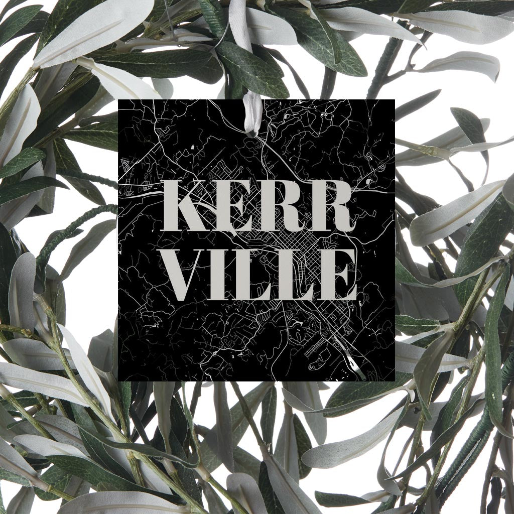 Minimalistic B&W Texas Kerrville Map | Wood Ornament | Eaches | Min 6