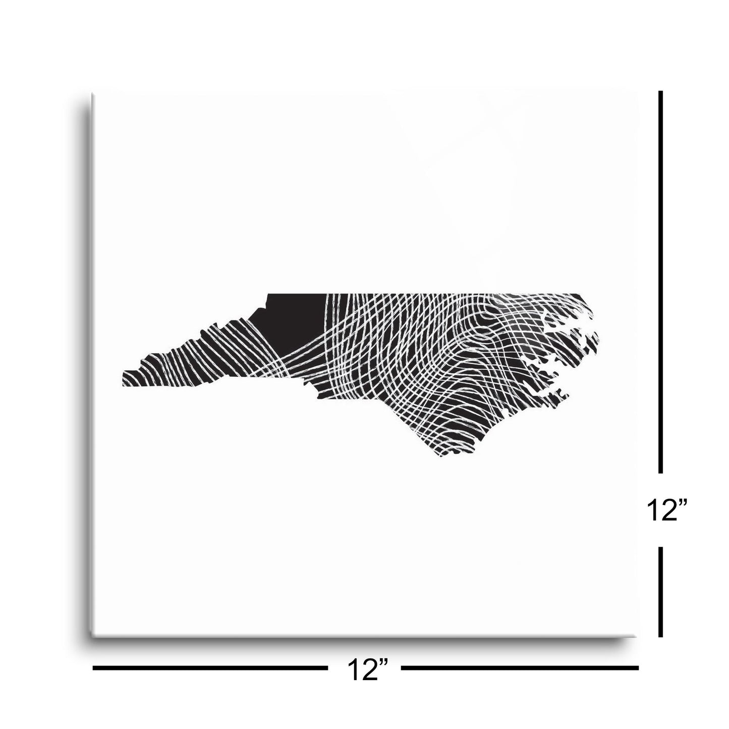 Minimalistic B&W North Carolina State Black With Fluid Lines | Hi-Def Glass Art | Eaches | Min 1