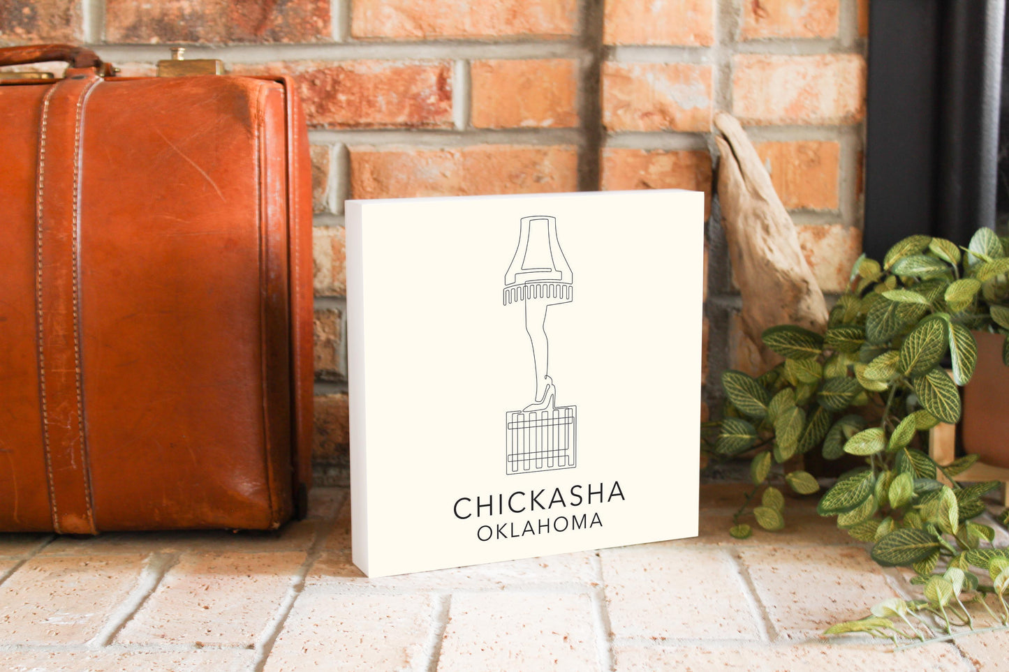 Modern Minimalist Oklahoma Chickasha Leg Lamp | Wood Block | Eaches | Min 2