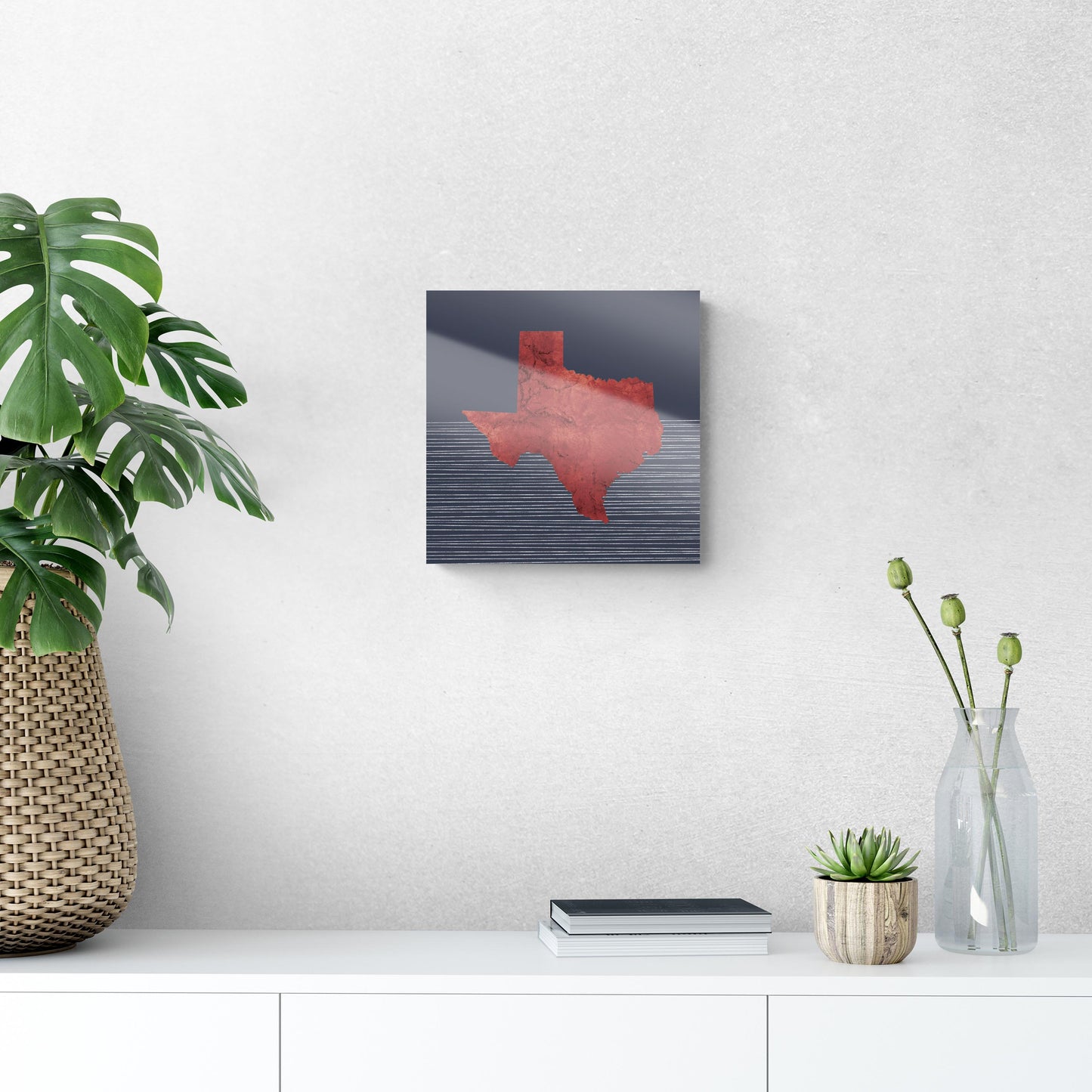 Modern Minimalist Texas Straight Line State Shape | Hi-Def Glass Art | Eaches | Min 1