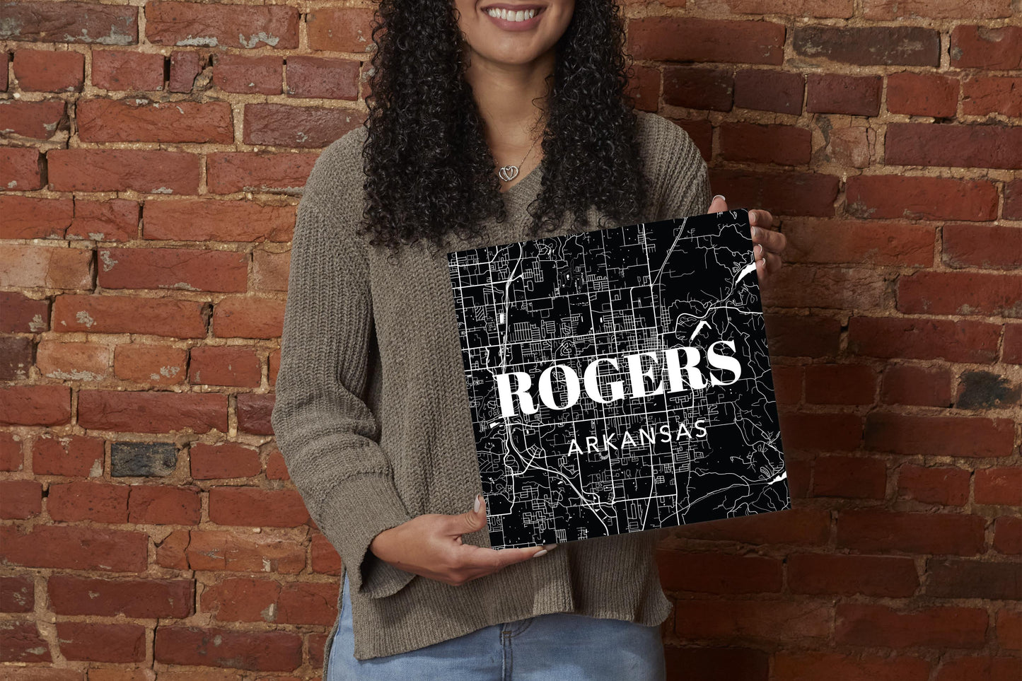 Minimalist B&W Arkansas Rogers Map State | Wood Sign | Eaches | Min 2
