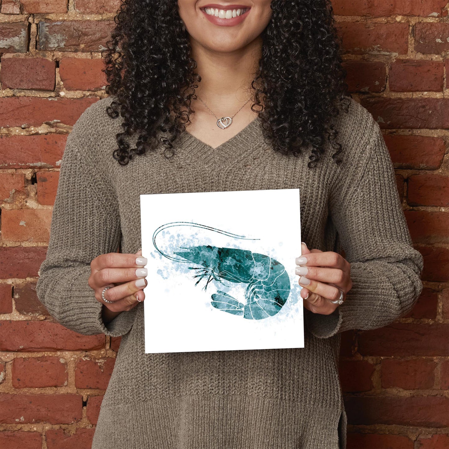 Blue White Water Color Shrimp | Hi-Def Glass Art | Eaches | Min 2