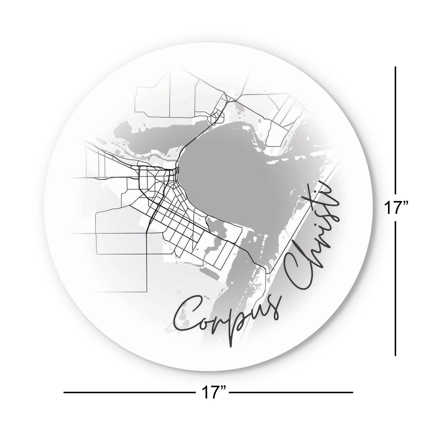 Minimalistic B&W Texas Corpus Christi Circle Map | Wood Sign | Eaches | Min 1