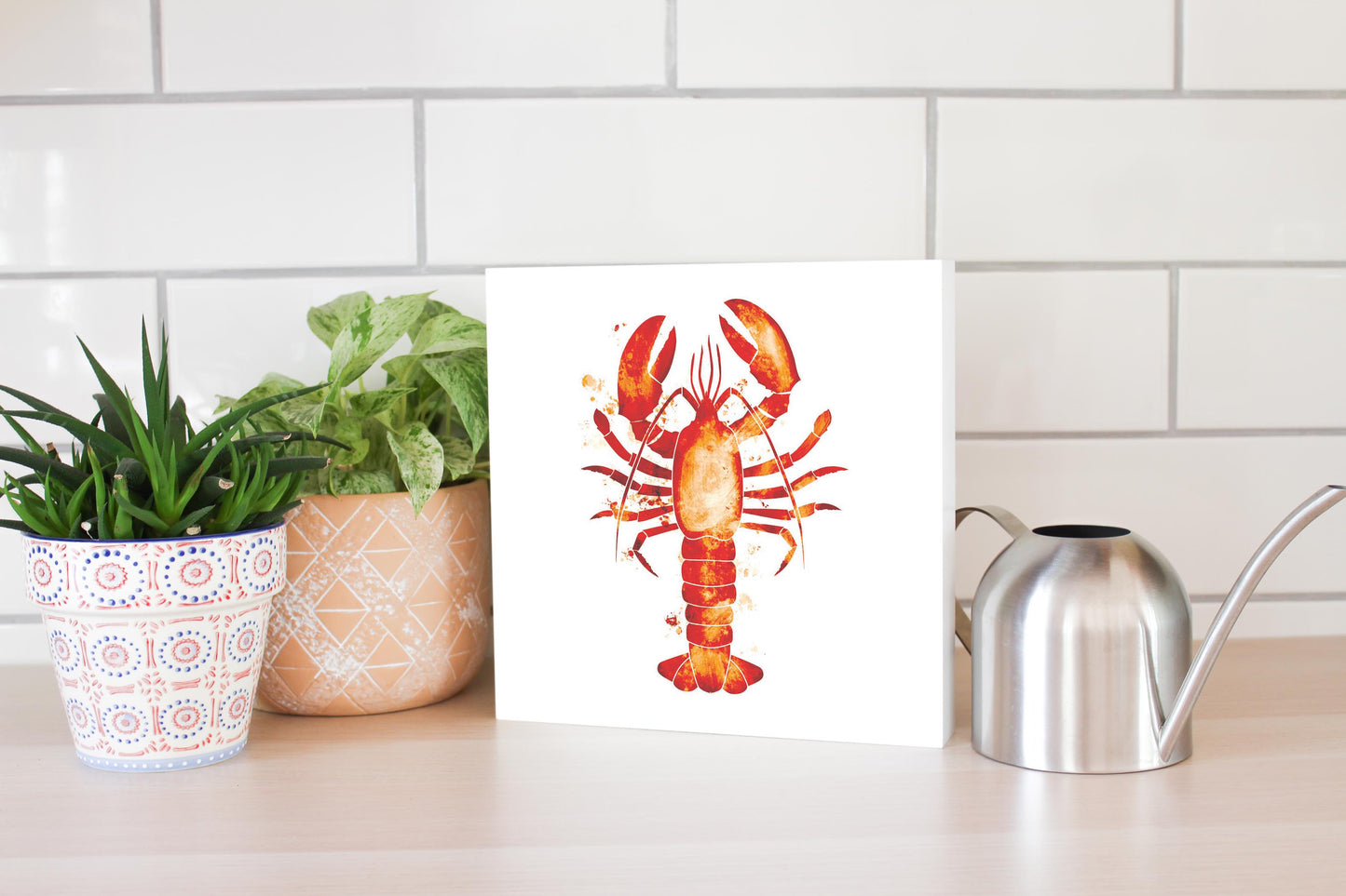 East Coast Water Color Lobster | Wood Block | Eaches | Min 2