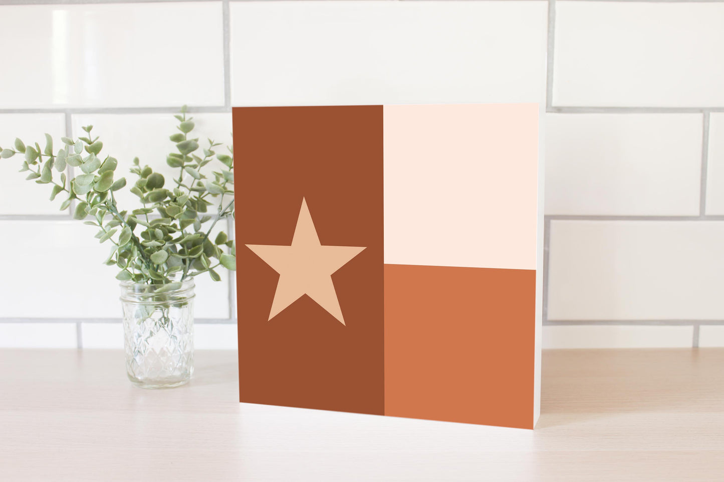 Modern Minimalist Texas State Flag | Wood Block | Eaches | Min 2