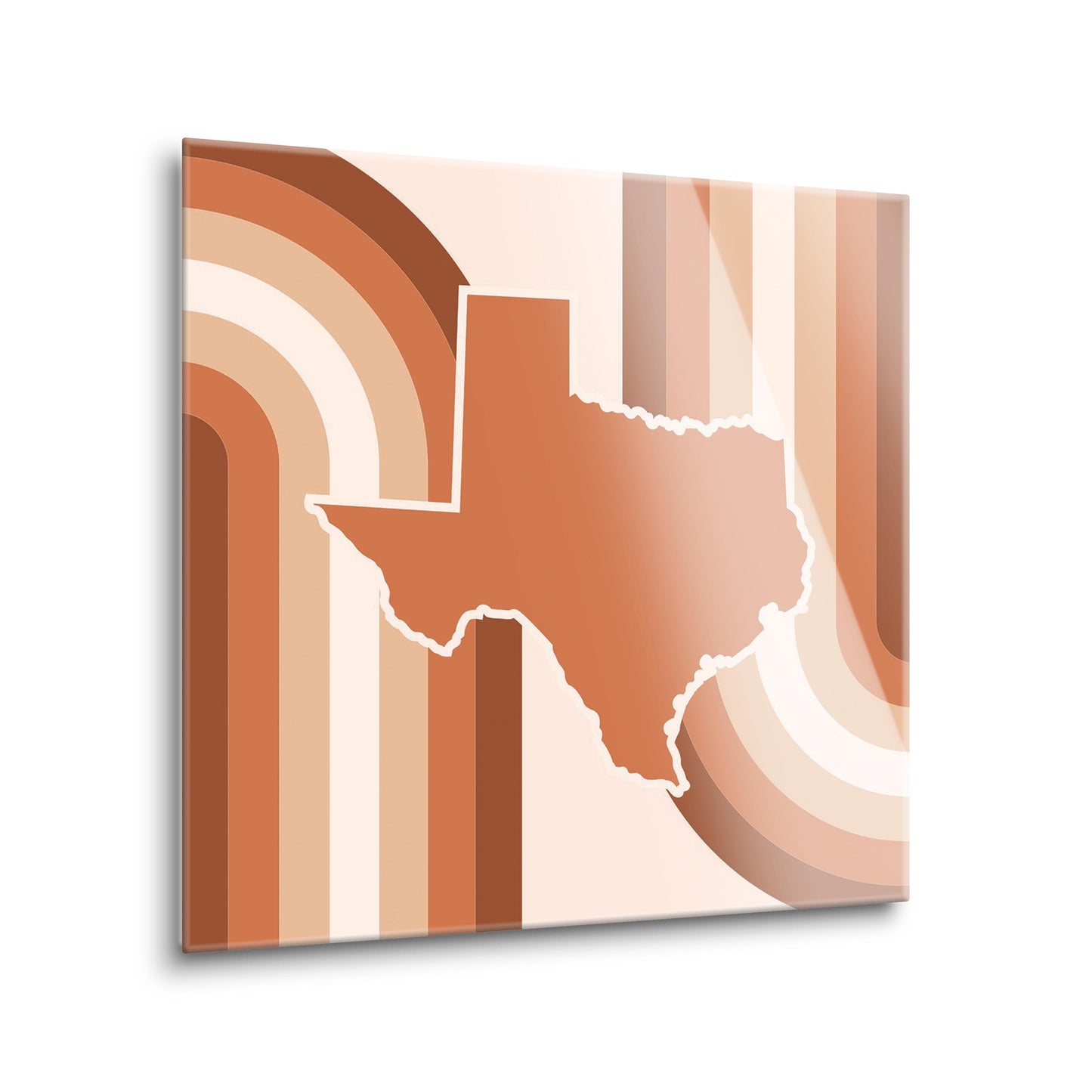 Modern Minimalist Texas State Shape Retro Lines | Hi-Def Glass Art | Eaches | Min 2