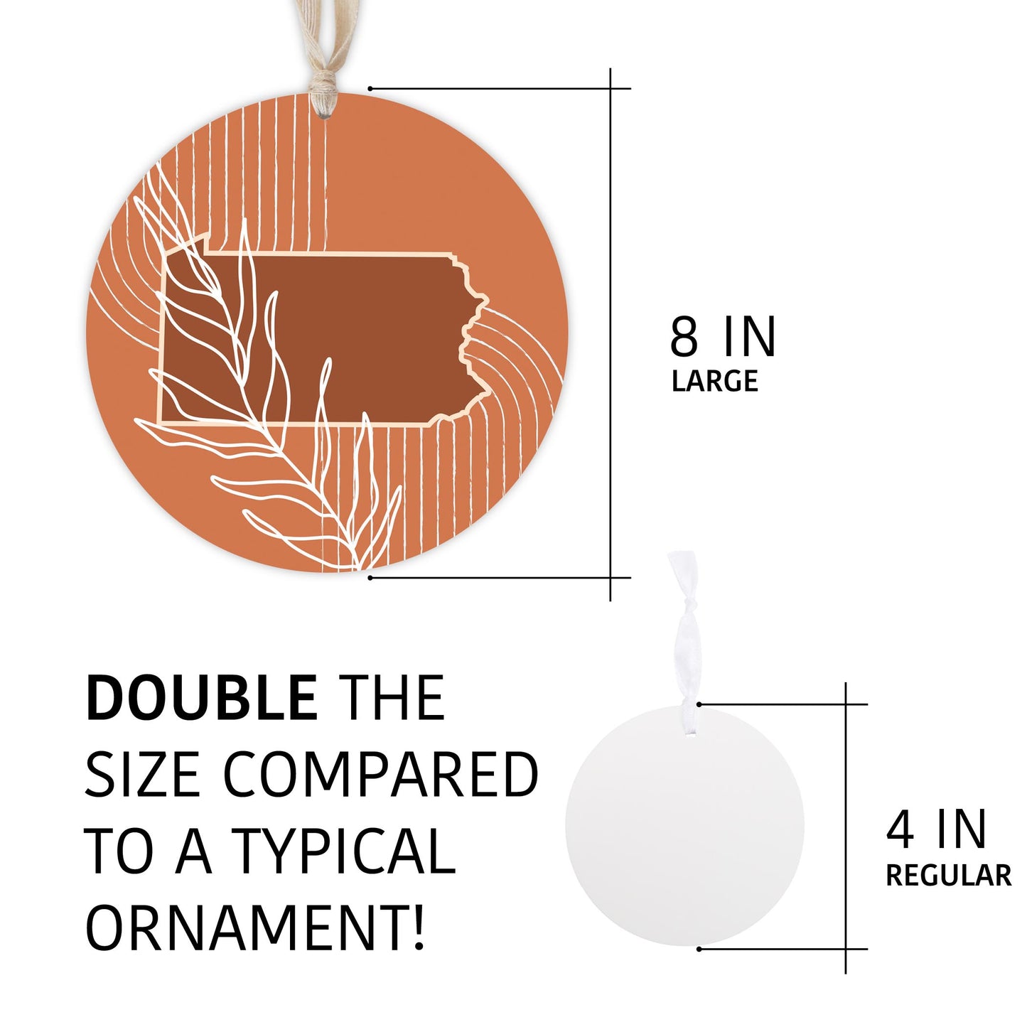 Modern Minimalist Pennsylvania State Leaf | Wood Ornament | Eaches | Min 1