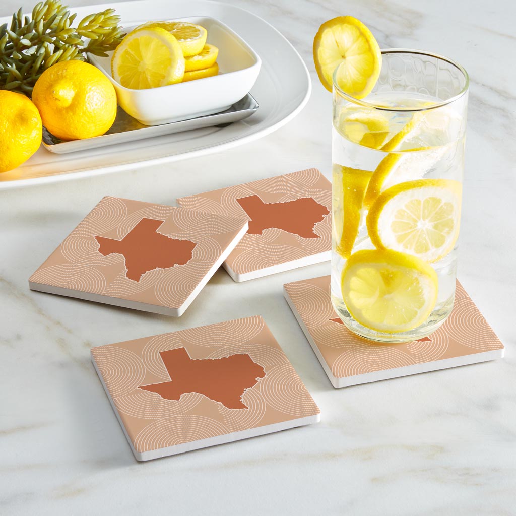 Modern Minimalist Texas State Shape With Pattern | Absorbent Coasters | Set of 4 | Min 2