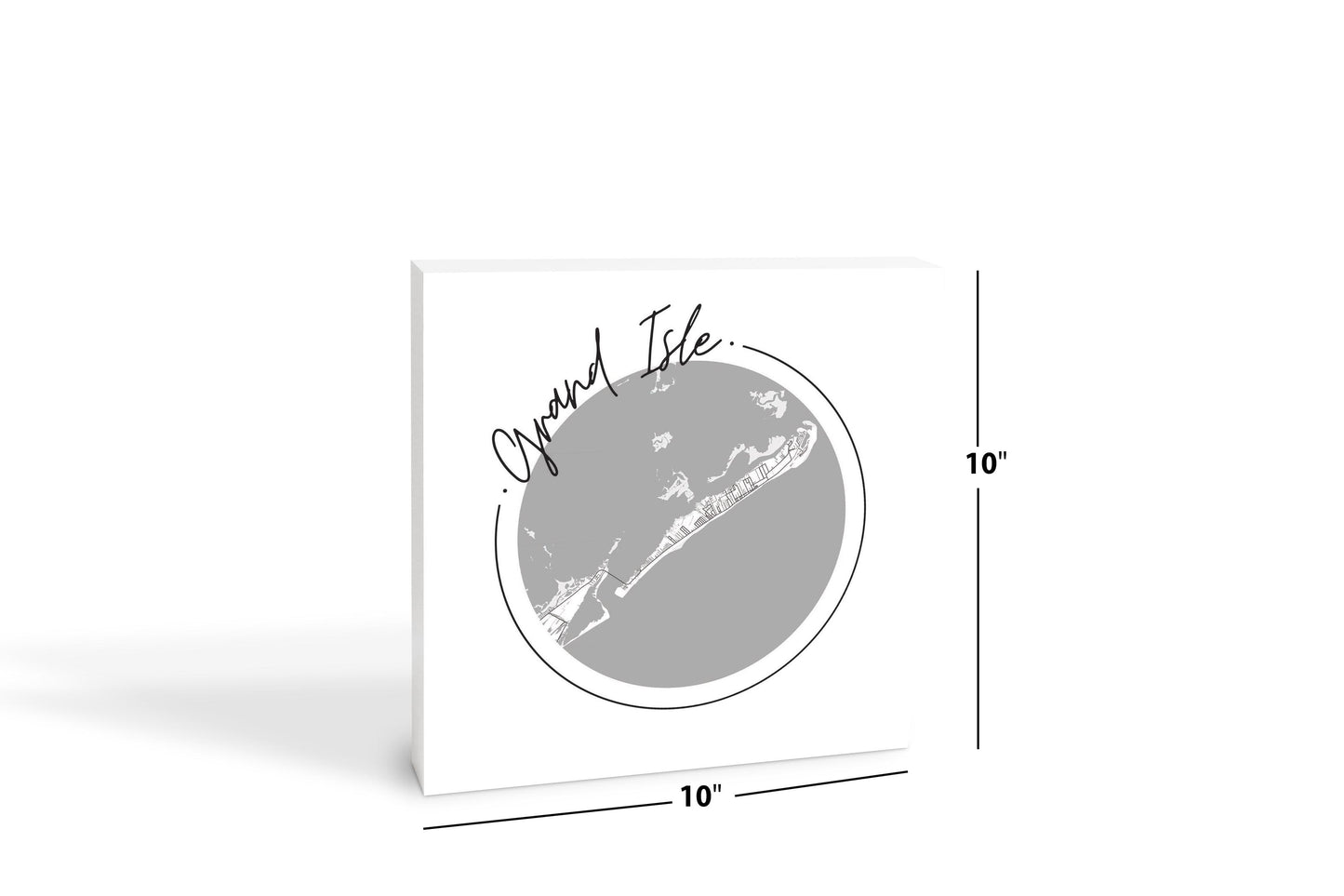 Minimalist B&W Louisiana Grand Isle Circle Map | Wood Block | Eaches | Min 2