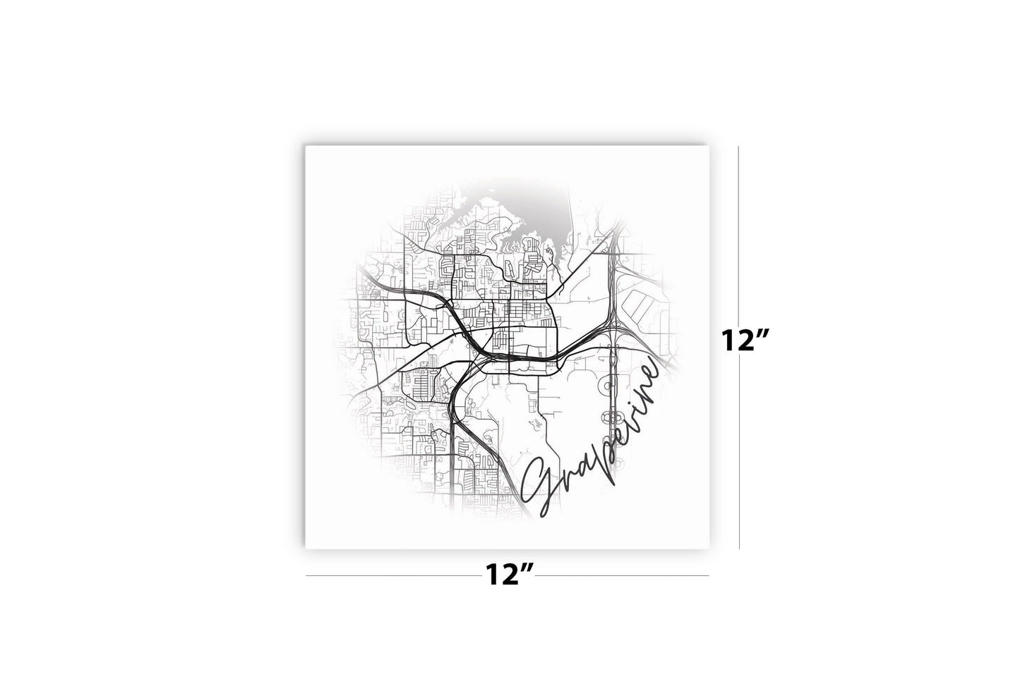 Minimalistic B&W Texas Grapevine Circle Map | Wood Sign | Eaches | Min 2
