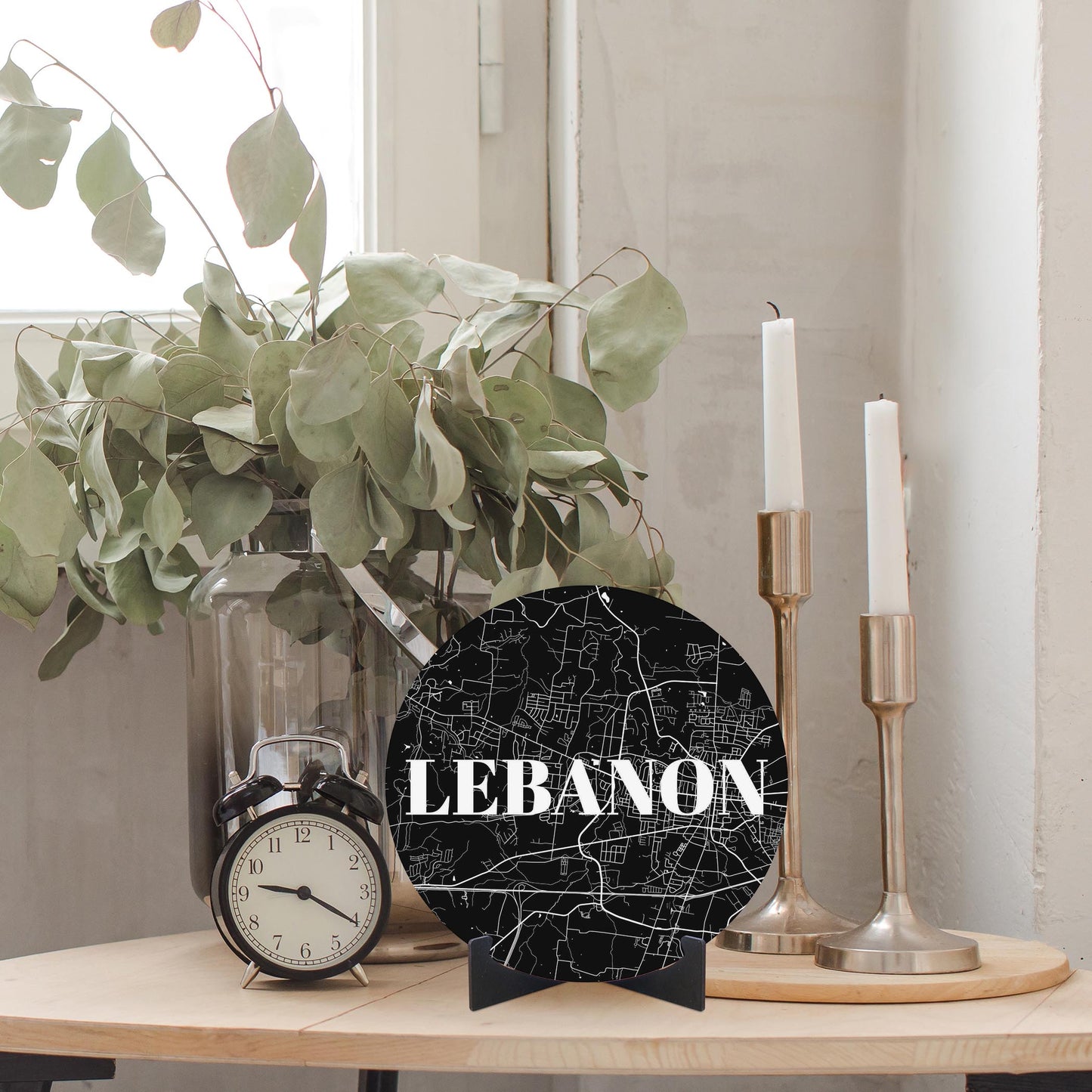 Minimalist B&W Tennessee Lebanon Map | Wood Sign | Eaches | Min 1