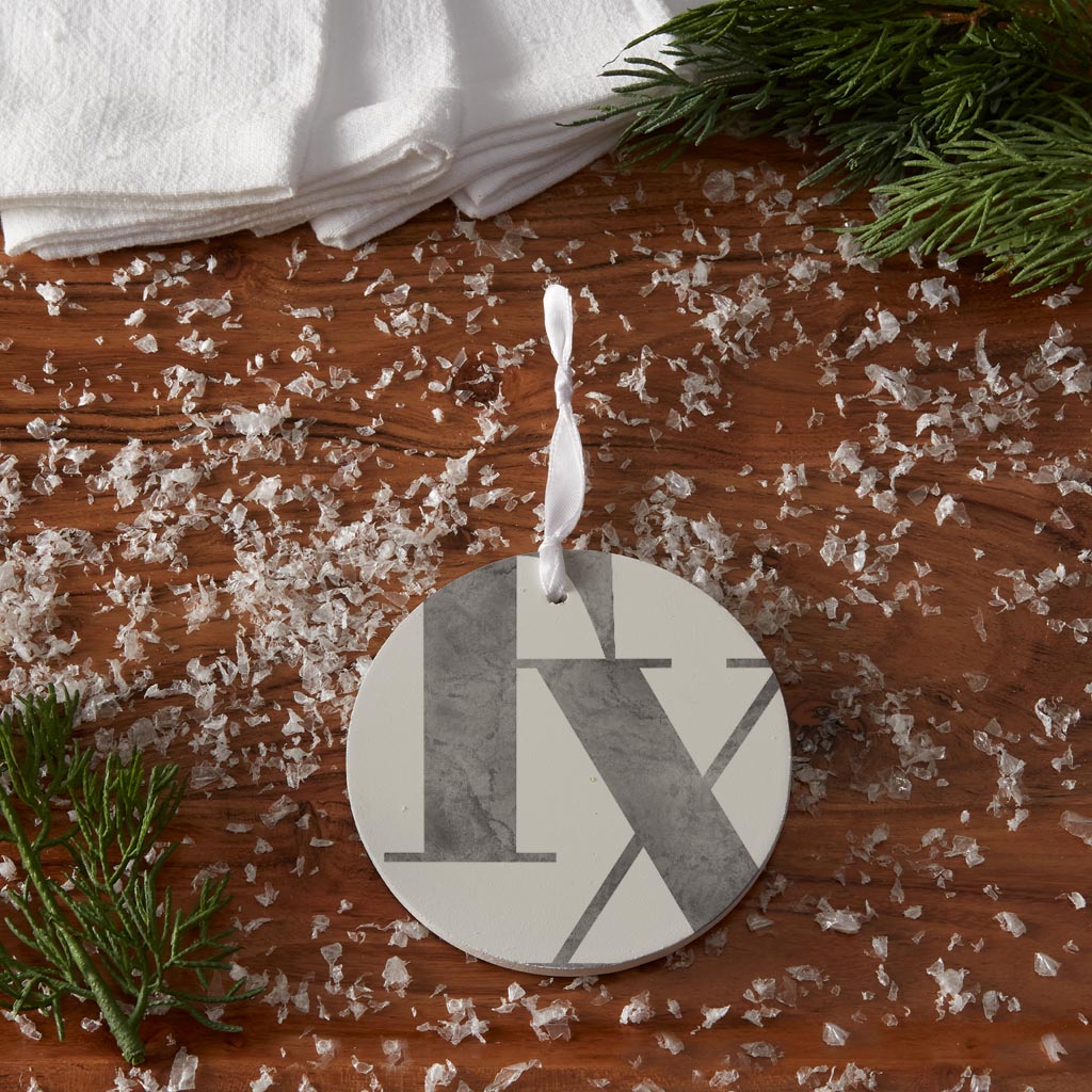 Modern White Texas Initials | Wood Ornament | Eaches | Min 6