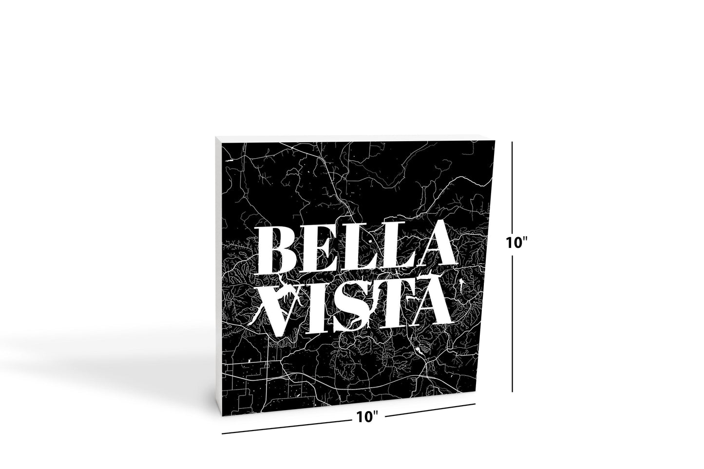 Minimalist B&W Arkansas Bella Vista Map | Wood Block | Eaches | Min 2