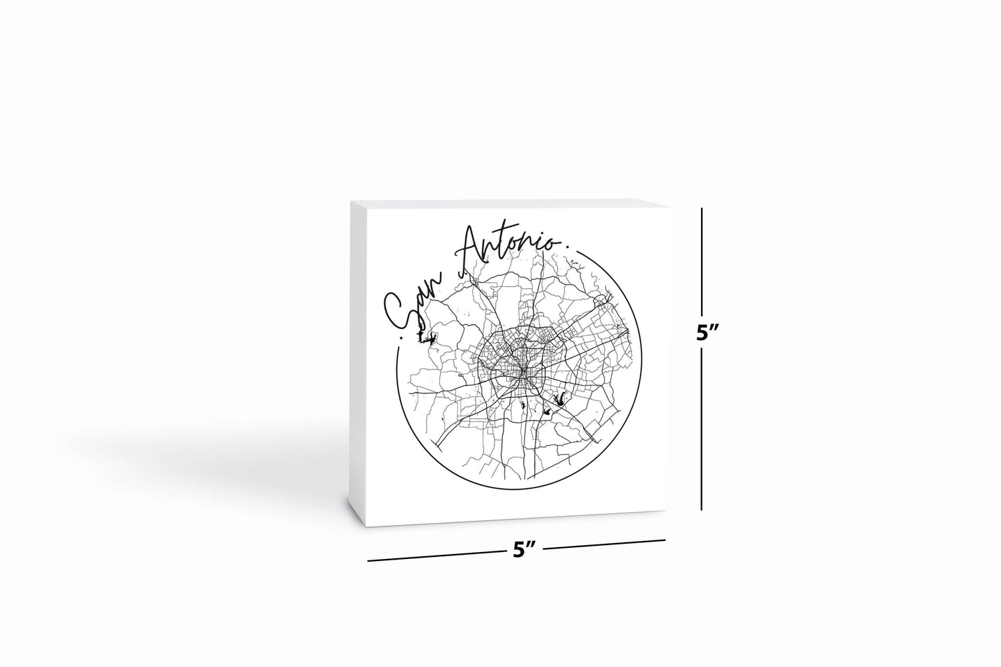 Modern San Antonio Round Map | Wood Block | Eaches | Min 4