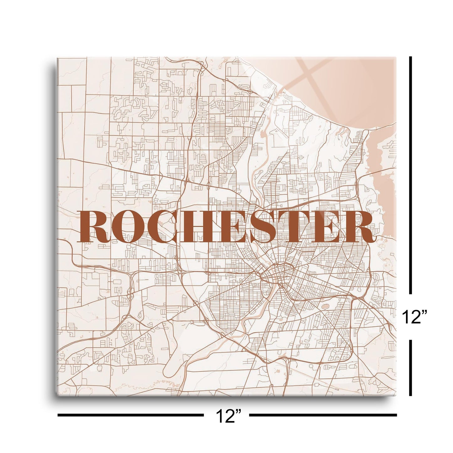 Modern Minimalist New York Rochester Map | Hi-Def Glass Art | Eaches | Min 1