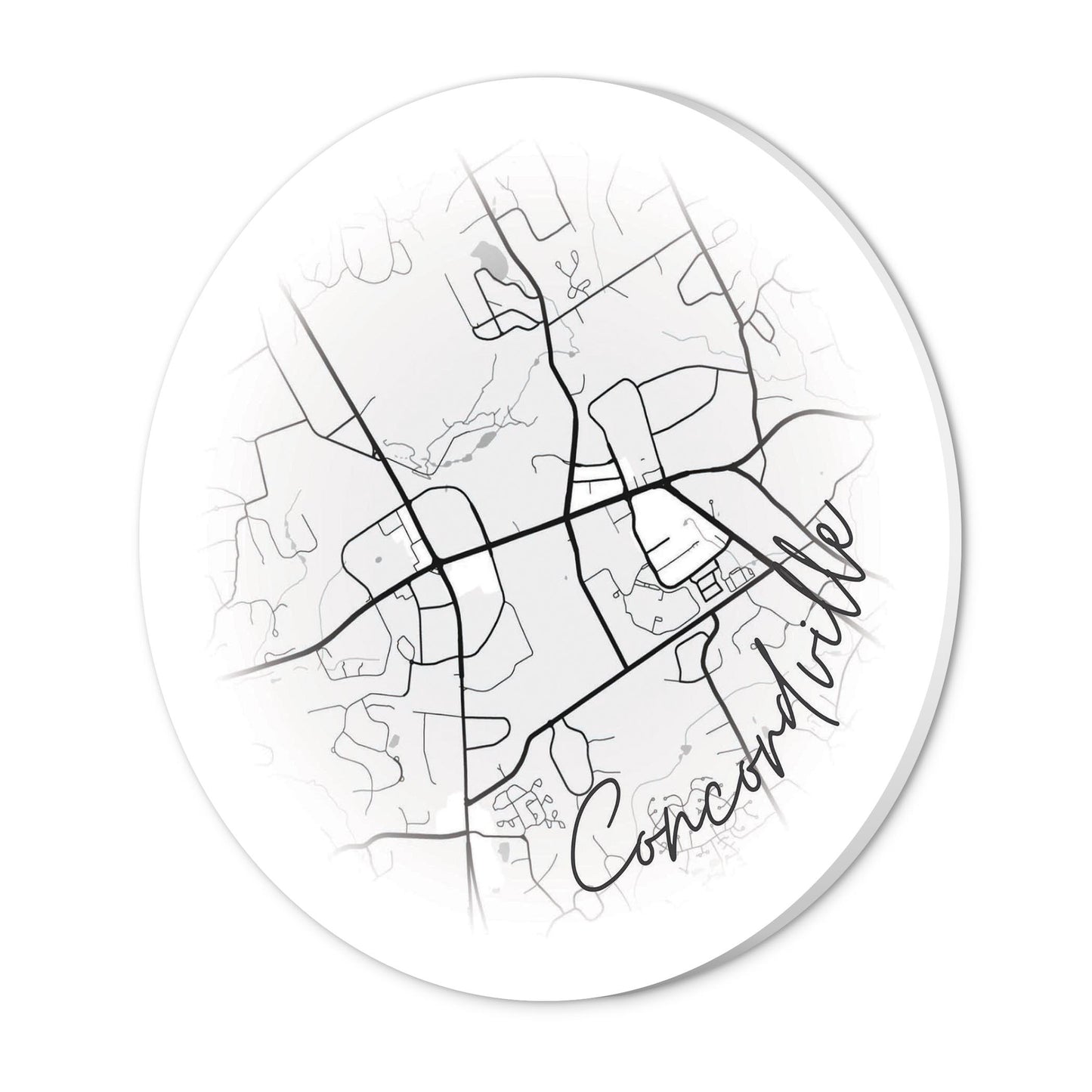 Minimalistic B&W Pennsylvania Concordville Circle Map | Wood Sign | Eaches | Min 1