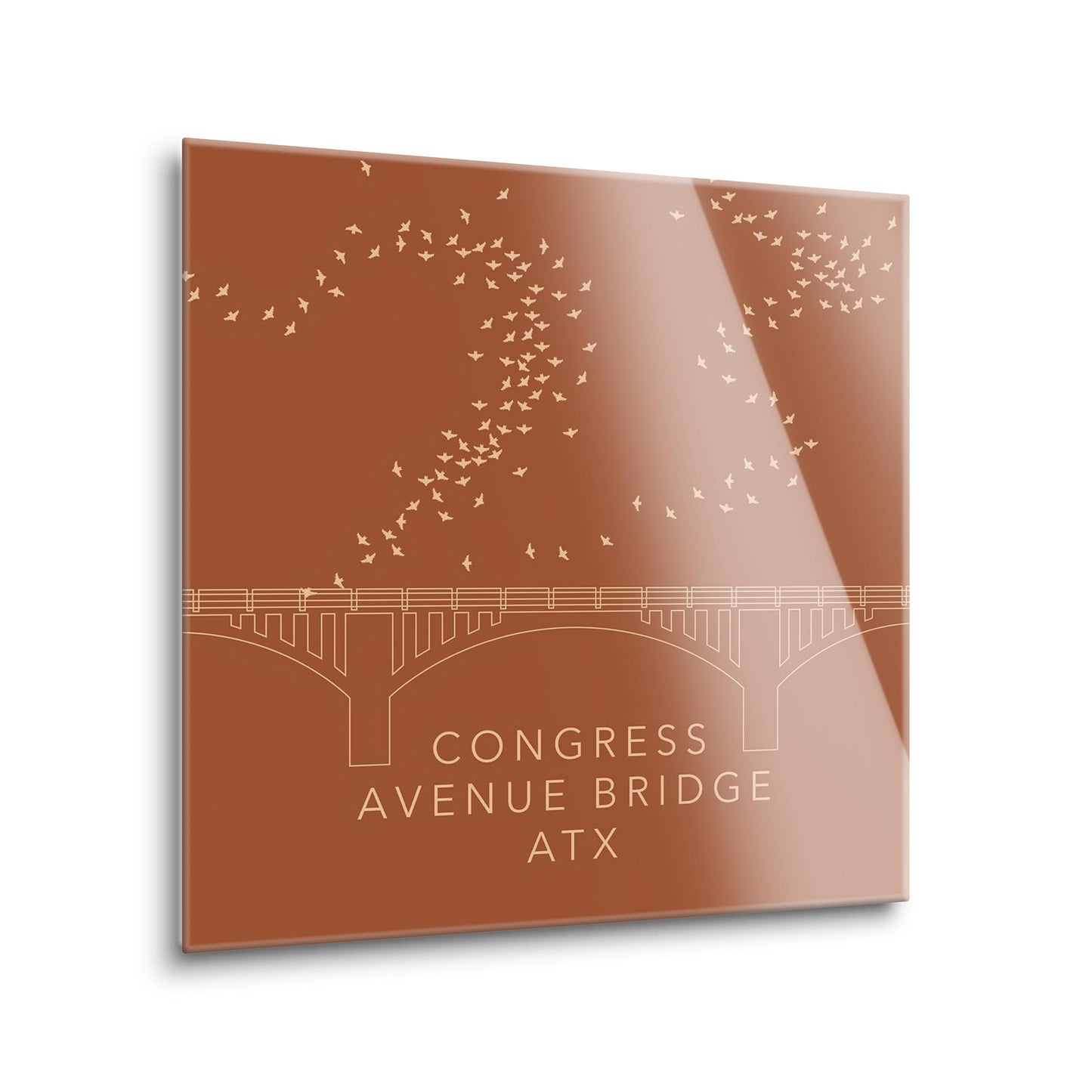 Modern Minimalist Texas Austin Congress Bridge | Hi-Def Glass Art | Eaches | Min 2
