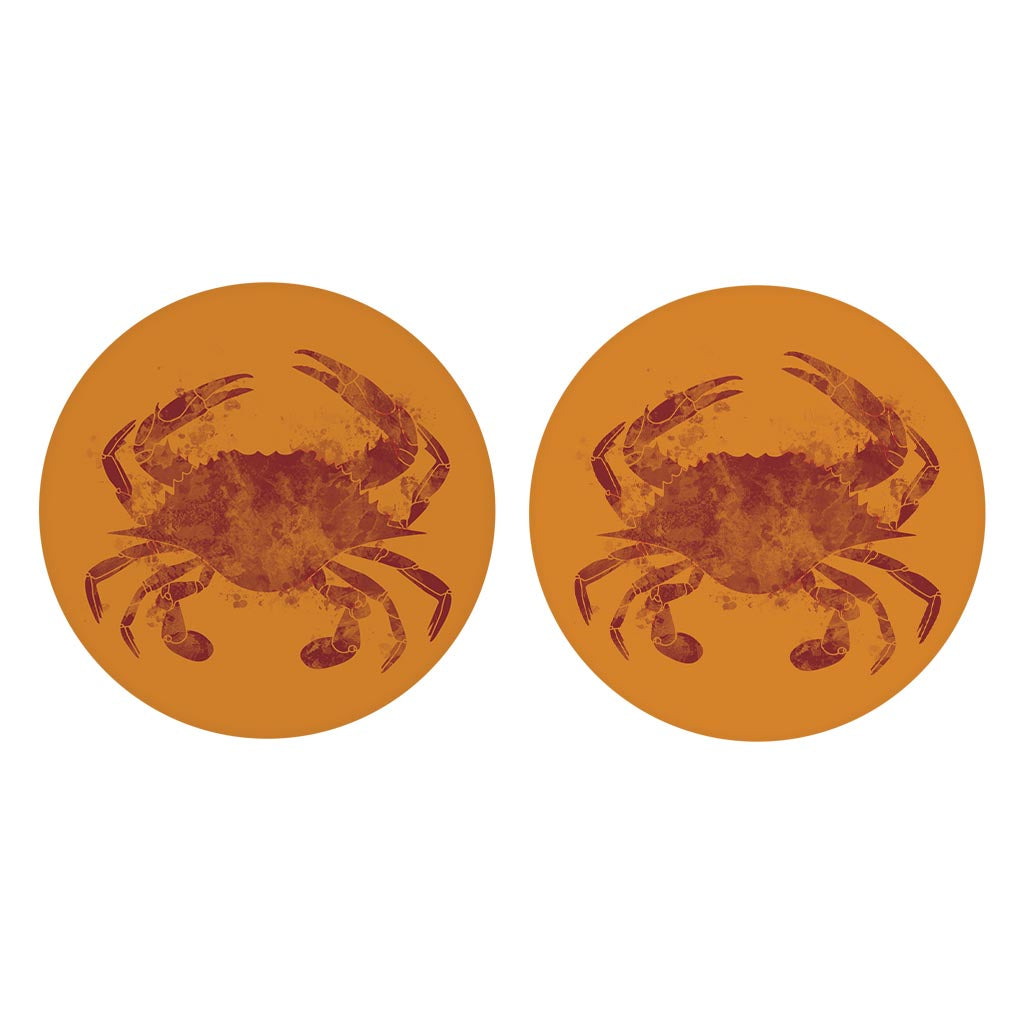 Louisiana Colorful Water Color Blue Crab | Absorbent Car Coasters | Set of 2 | Min 4