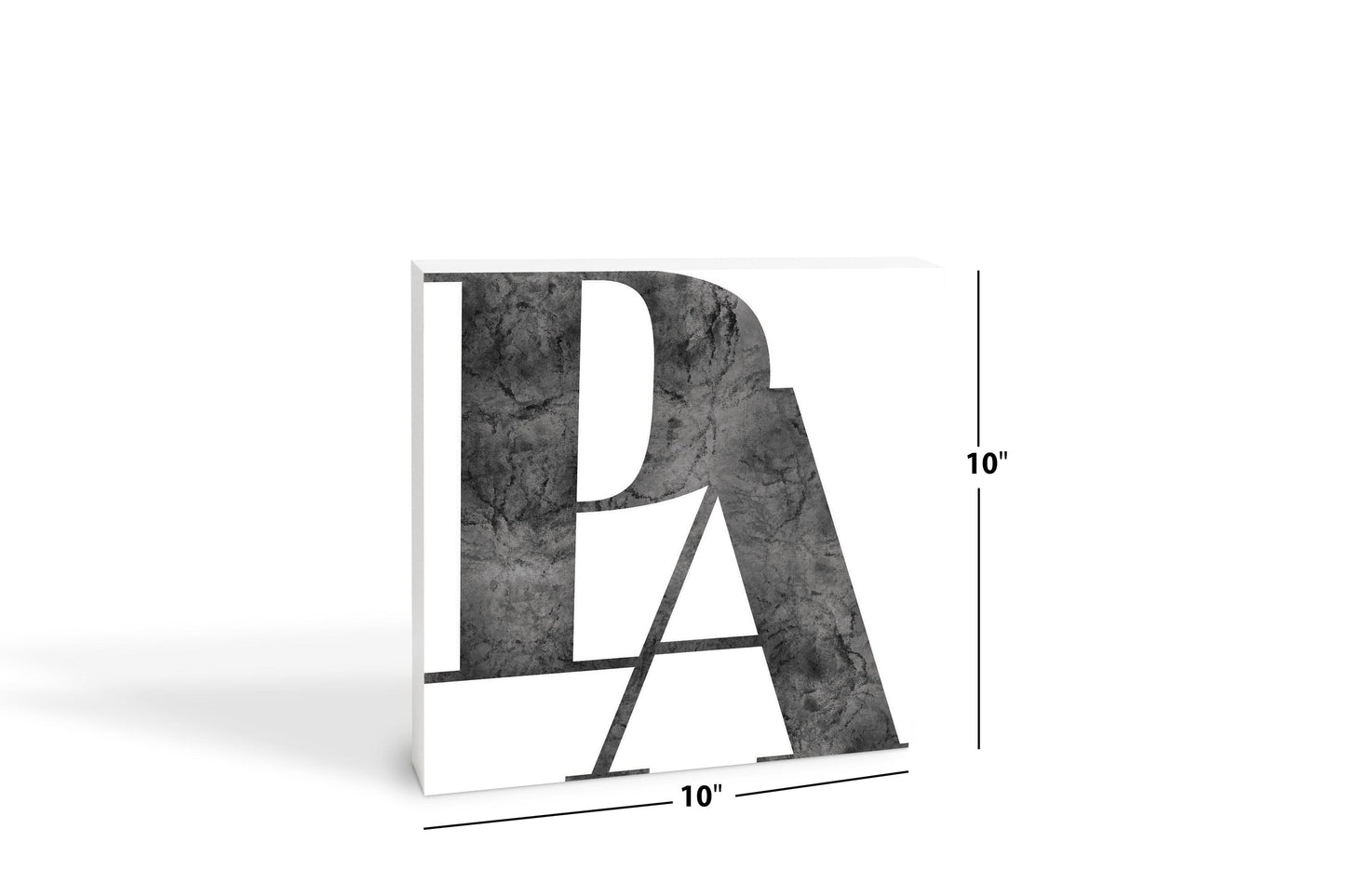 Minimalistic B&W Pennsylvania White Initials | Wood Block | Eaches | Min 2