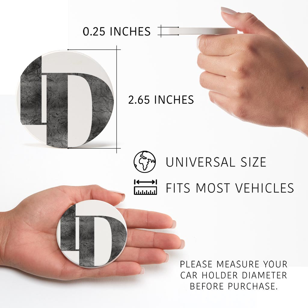 Minimalist B&W Idaho White Initials | Absorbent Car Coasters | Set of 2 | Min 4