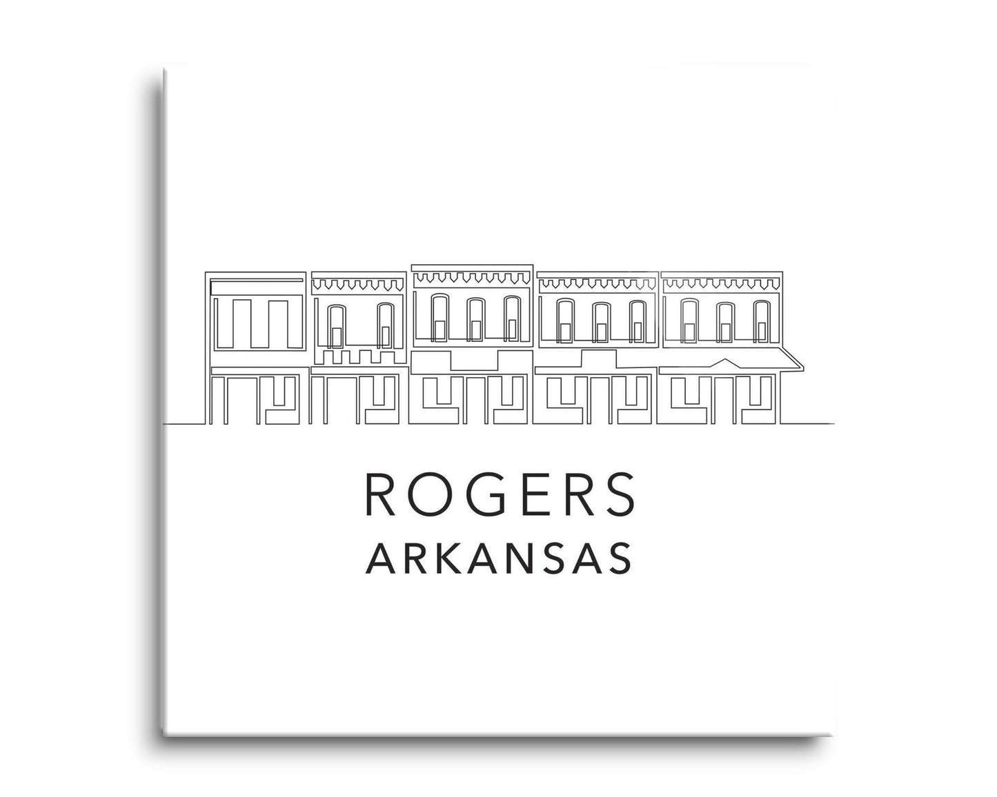Minimalist B&W Arkansas Rogers Skyline | Hi-Def Glass Art | Eaches | Min 2