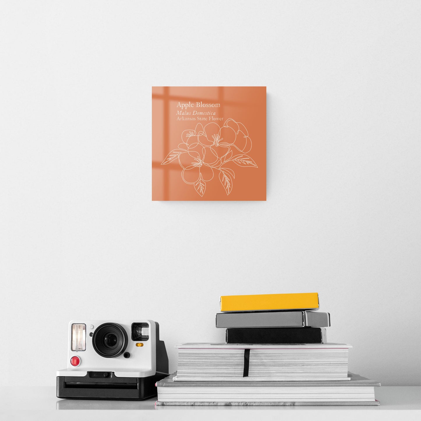 Modern Minimalist Arkansas Single Line Apple Blossoms | Hi-Def Glass Art | Eaches | Min 2