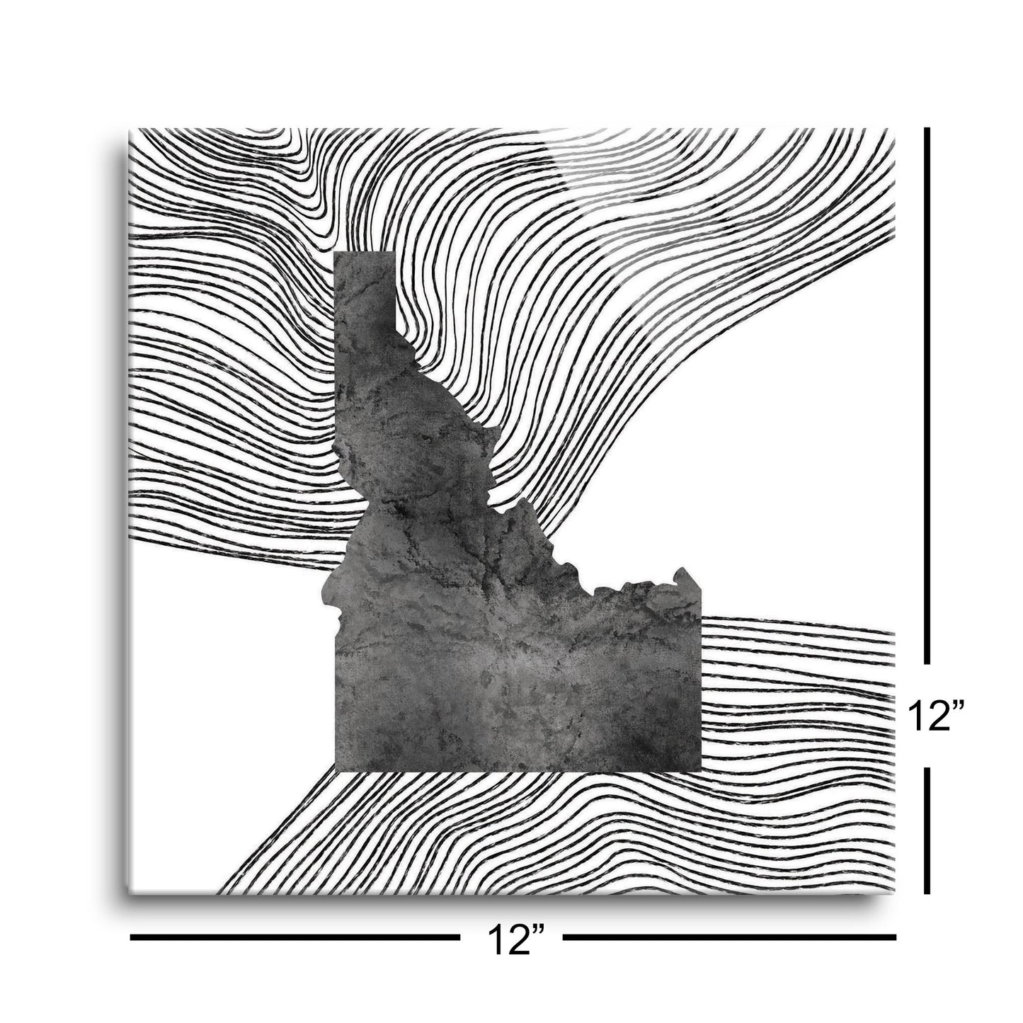 Minimalist B&W Idaho State With Fluid Lines | Hi-Def Glass Art | Eaches | Min 1