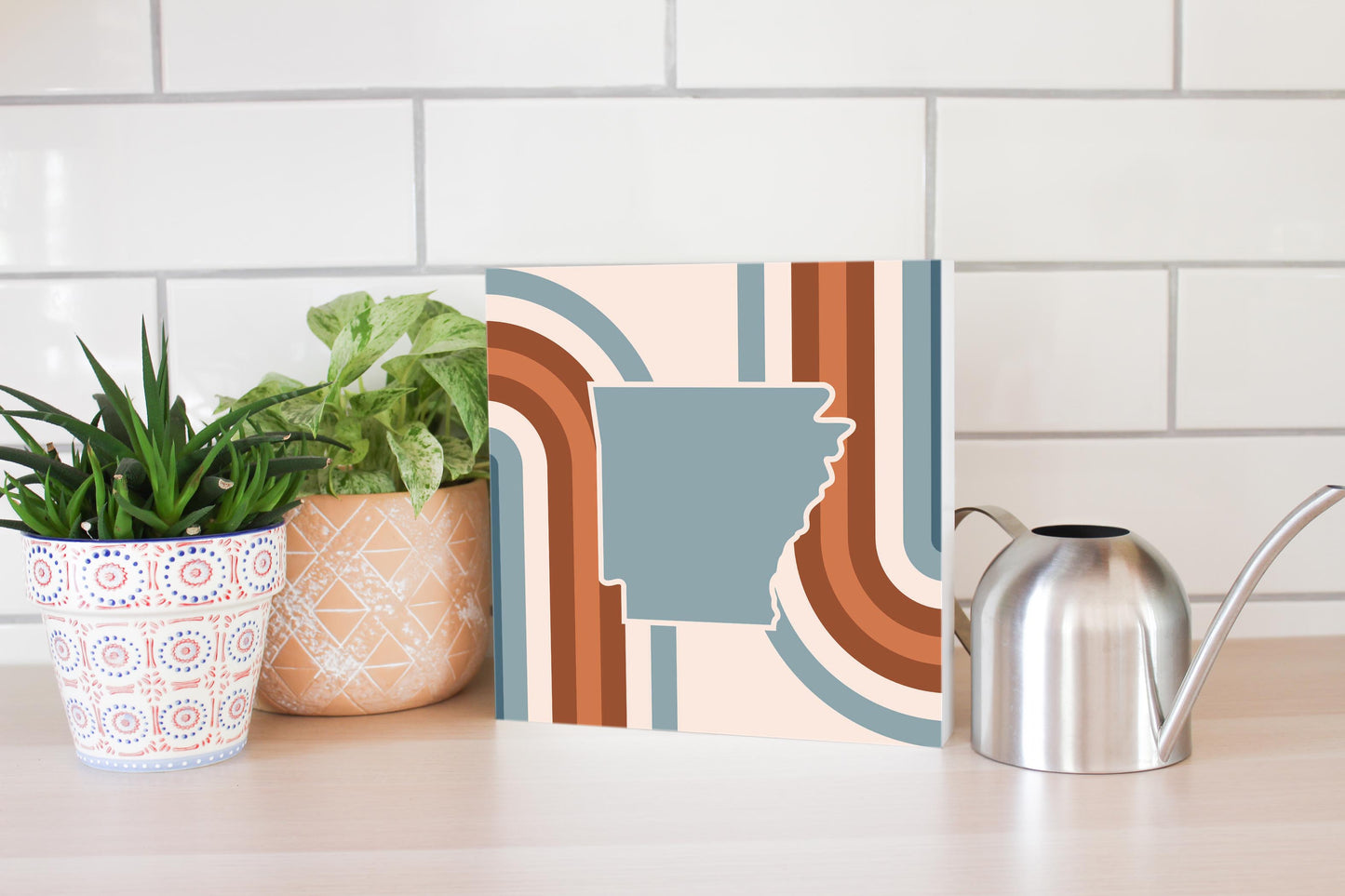 Modern Minimalist Arkansas Retro State Shape | Wood Block | Eaches | Min 2