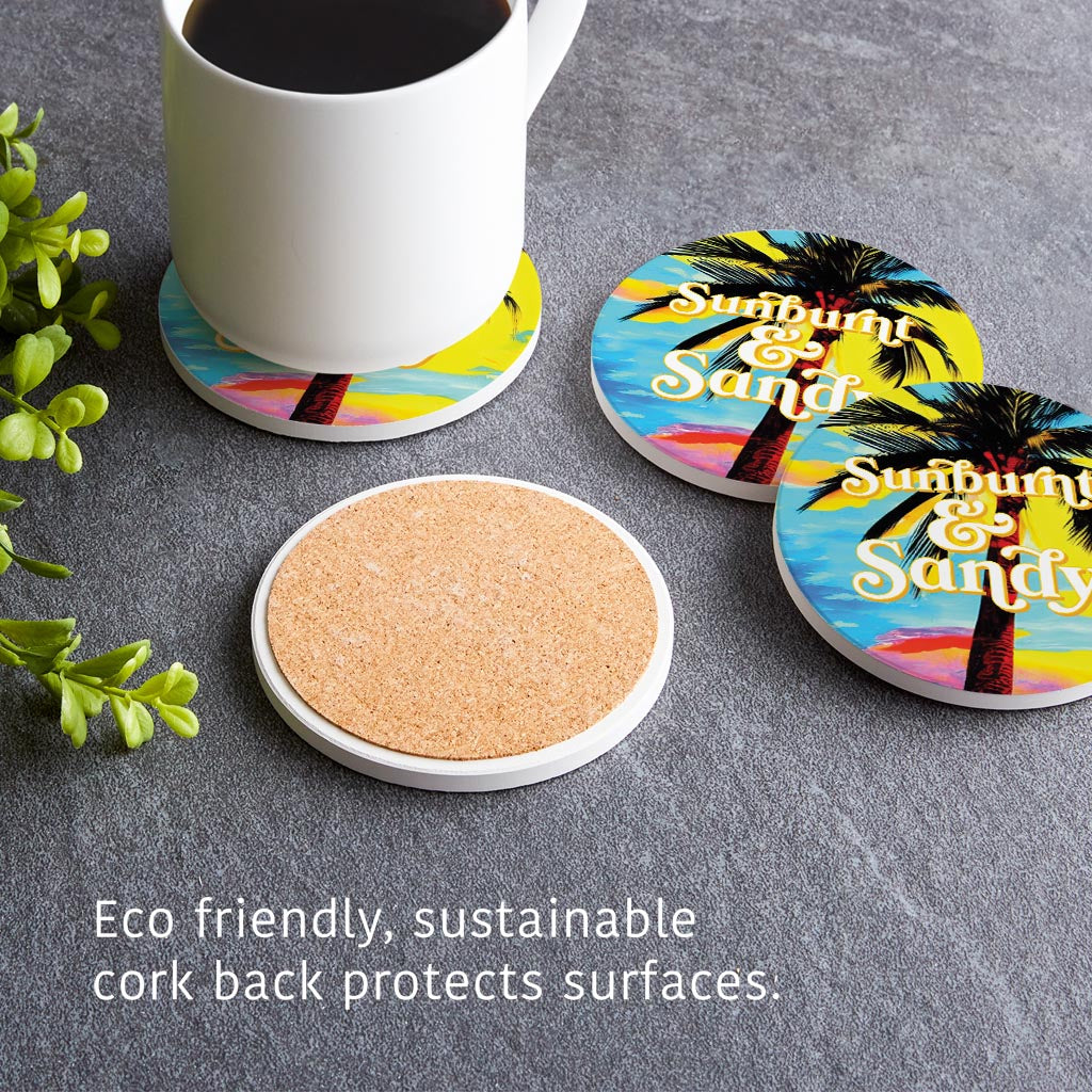 Sunburnt Sandy | Absorbent Coasters | Set of 4 | Min 2
