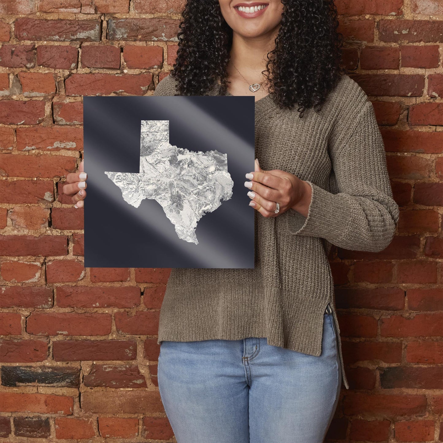 Modern Minimalist Texas Metal State Shape | Hi-Def Glass Art | Eaches | Min 1