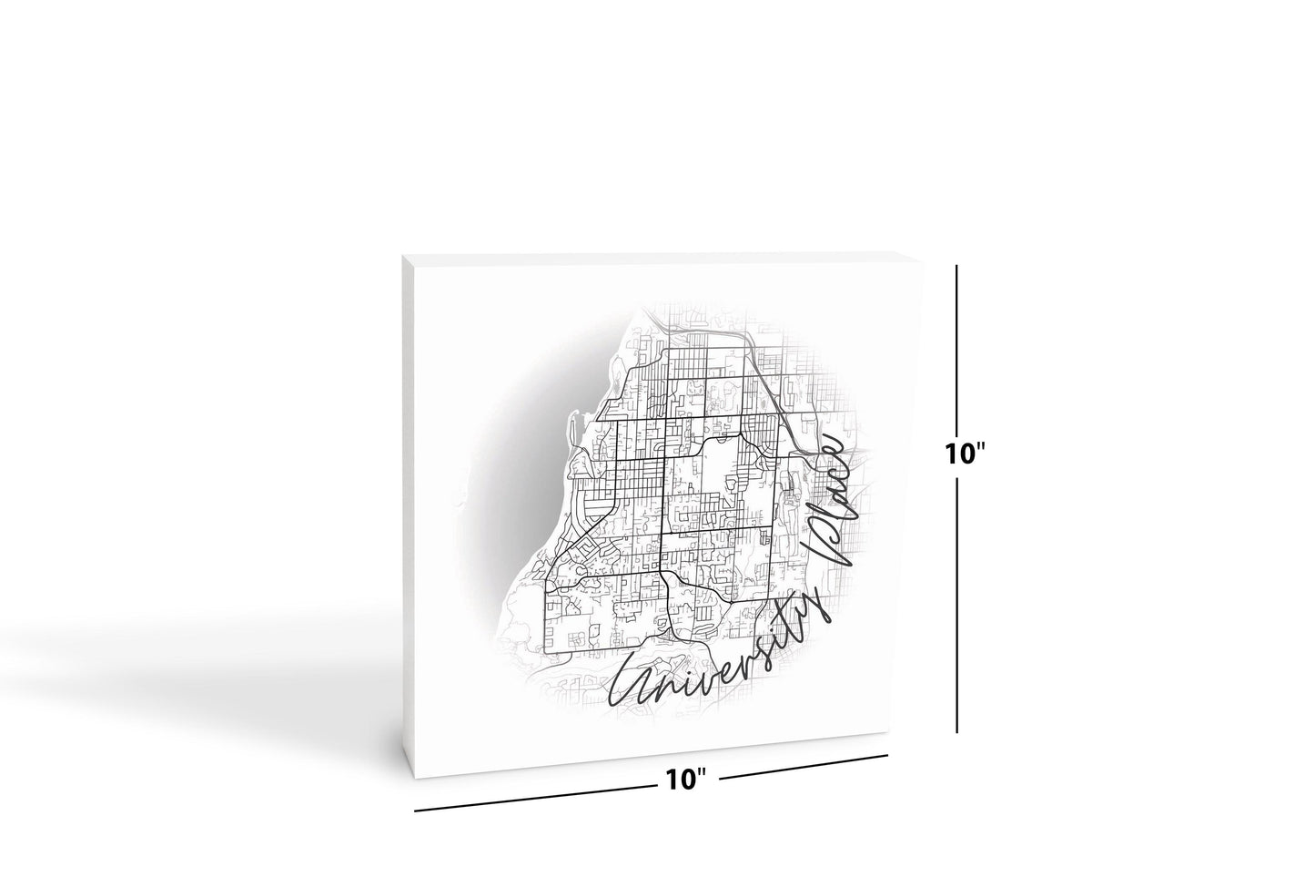 Minimalistic B&W Washington University Place Circle Map| Wood Block | Eaches | Min 2