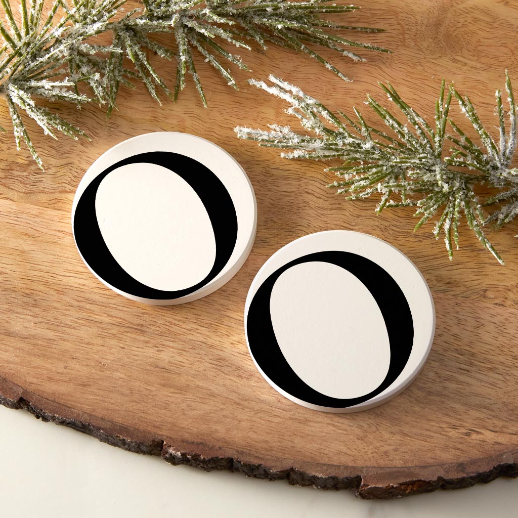 Minimalist Monogram O Circle | Absorbent Car Coasters | Set of 2 | Min 4