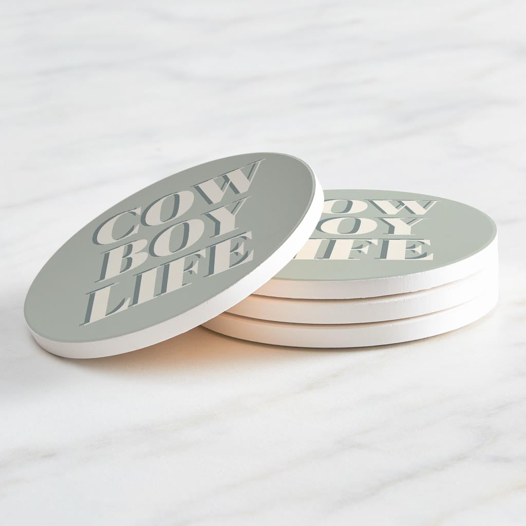 Modern Minimalist Oklahoma Cowboy Life | Absorbent Coasters | Set of 4 | Min 2