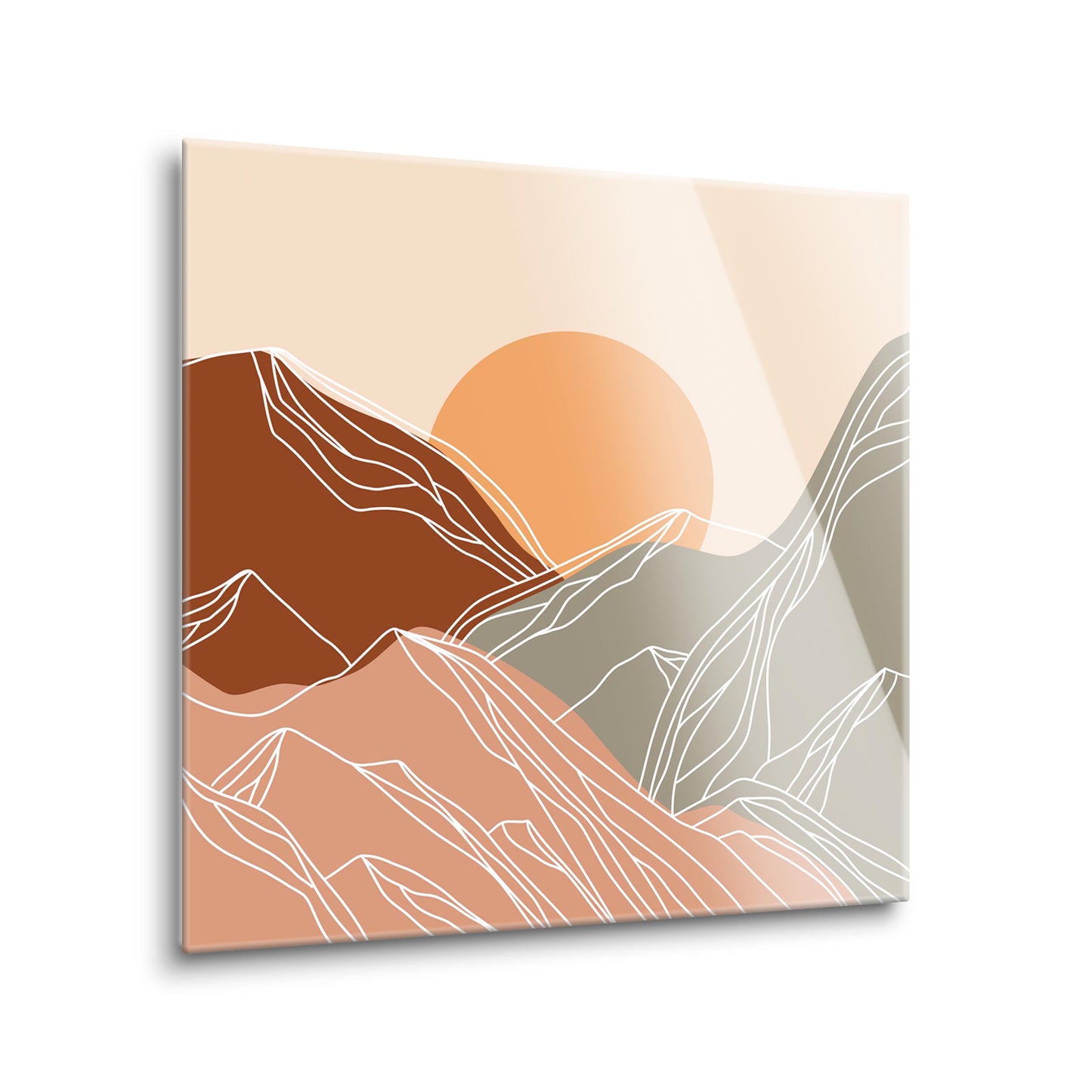 Colorful Mountain Sun Lines | Hi-Def Glass Art | Eaches | Min 2