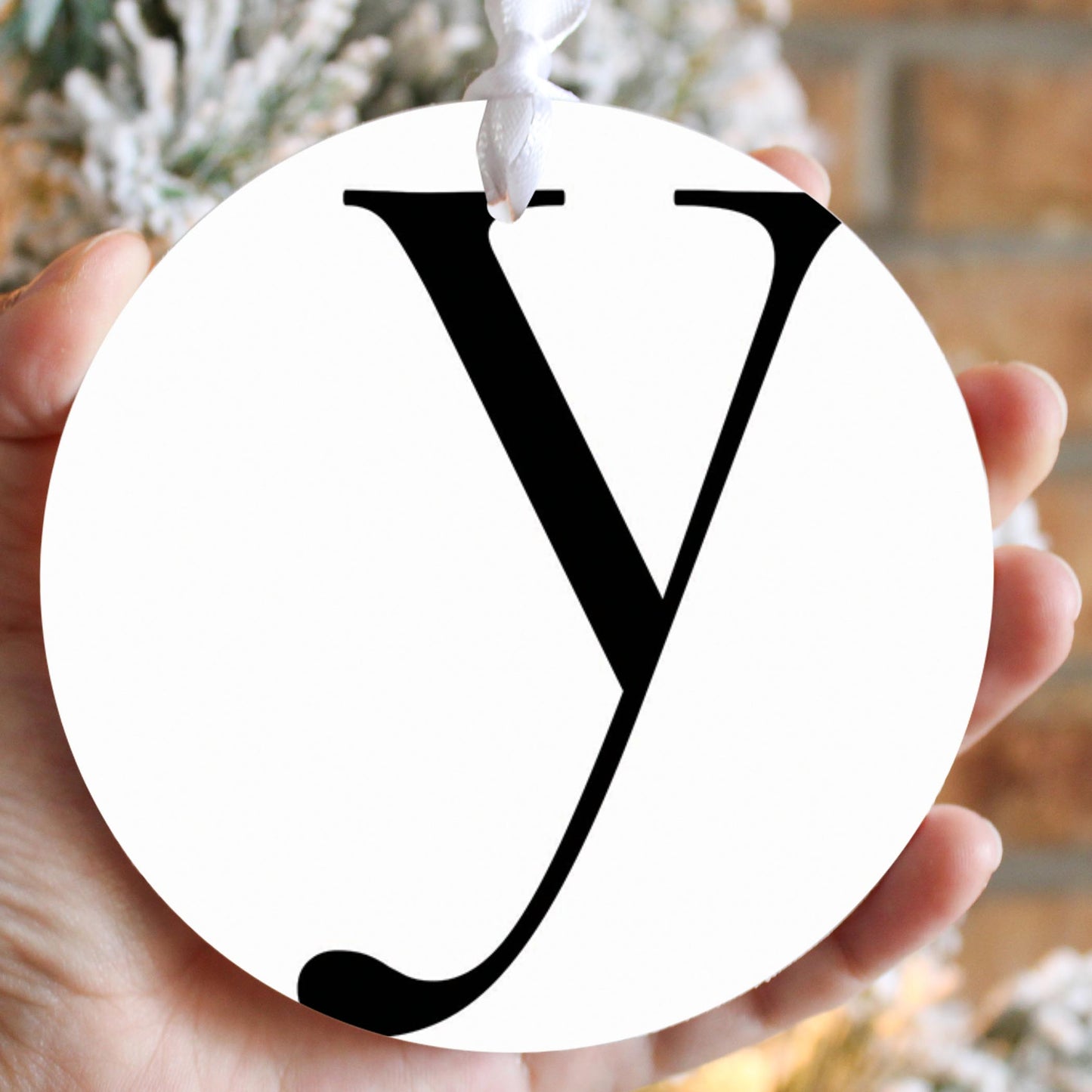 Minimalist Monogram Y Circle| Wood Ornament | Eaches | Min 6
