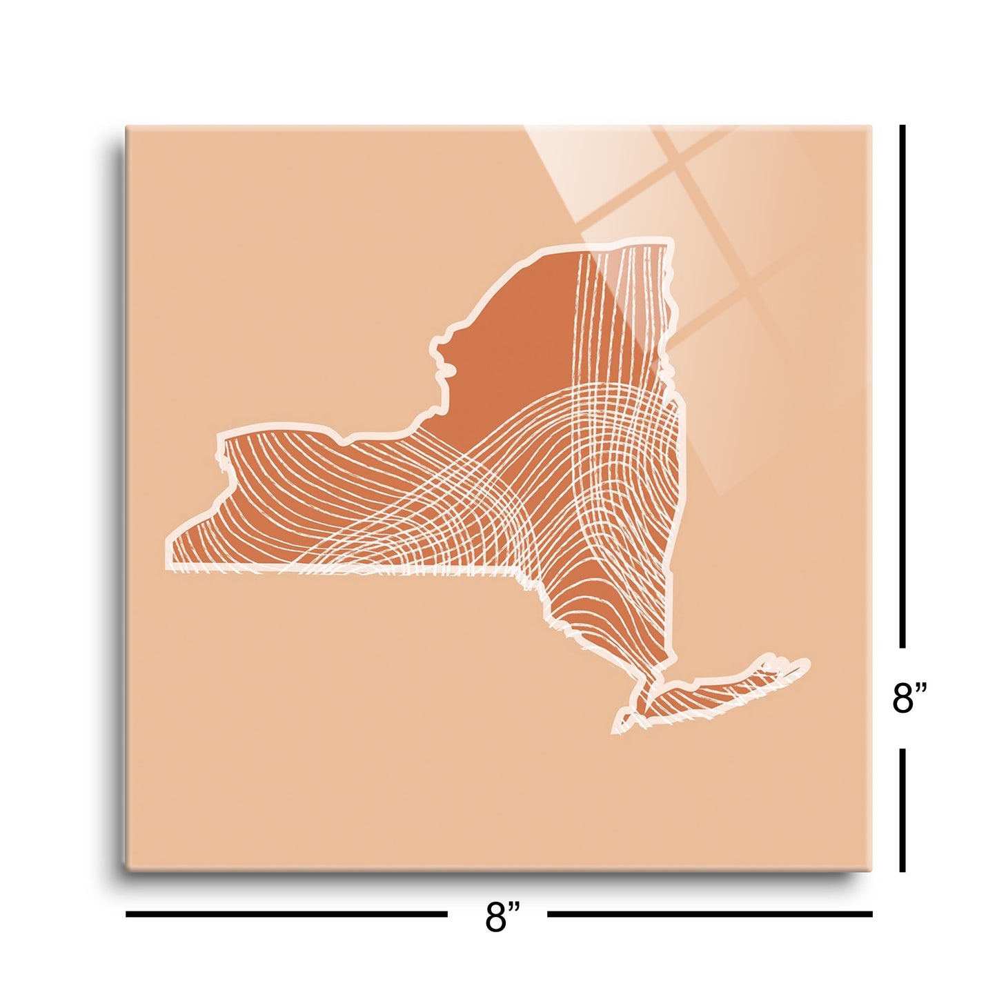 Modern Minimalist New York State Fluid Lines Light | Hi-Def Glass Art | Eaches | Min 2