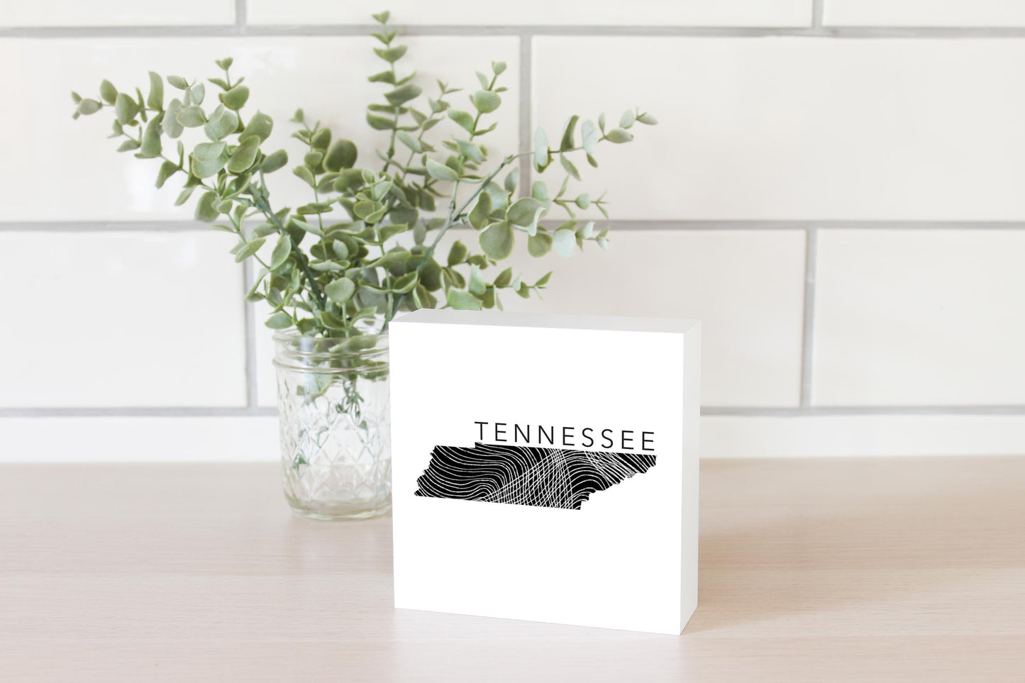 Minimalist B&W Tennessee State Name | Wood Block | Eaches | Min 4