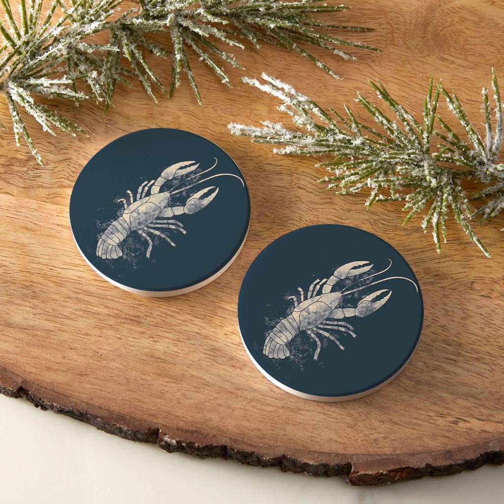 Modern Minimalist Louisiana Crawfish Water Color | Absorbent Car Coasters | Set of 2 | Min 4