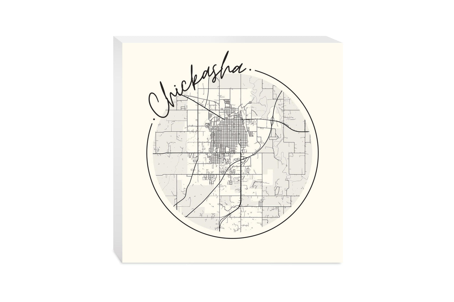 Modern Minimalist Oklahoma Chickasha Map | Wood Block | Eaches | Min 2