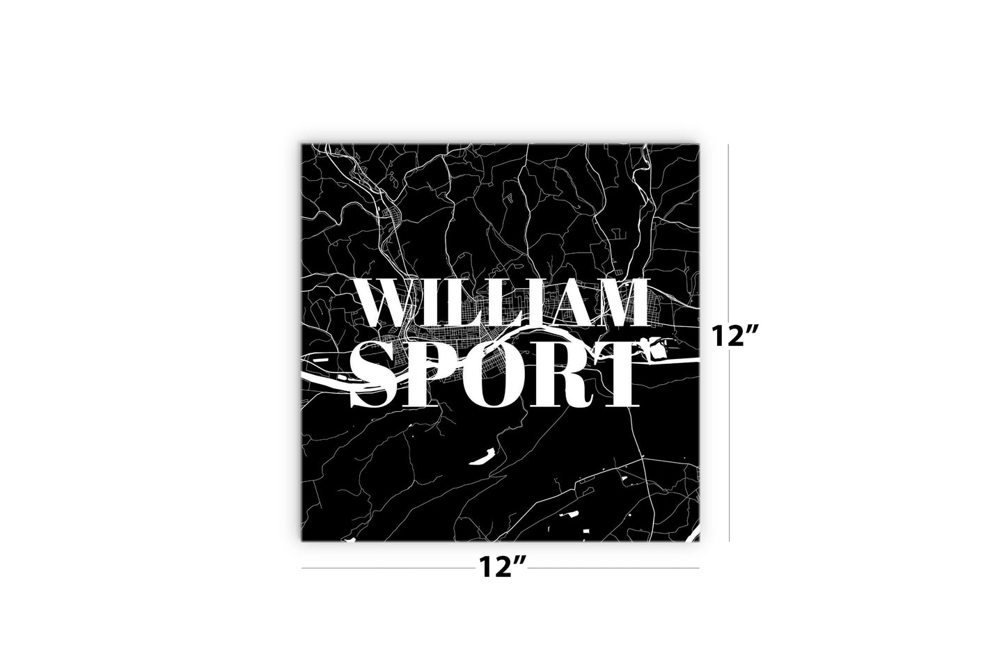 Minimalistic B&W Pennsylvania Williamsport Map | Wood Sign | Eaches | Min 2