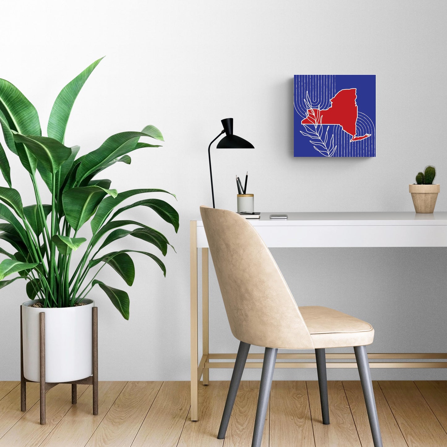 Red White And Blue New York State Retro Thin Lines | Wood Sign | Eaches | Min 2