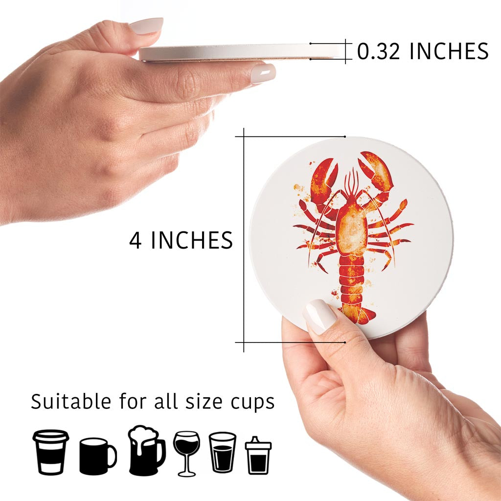 East Coast Water Color Lobster | Absorbent Coasters | Set of 4 | Min 2
