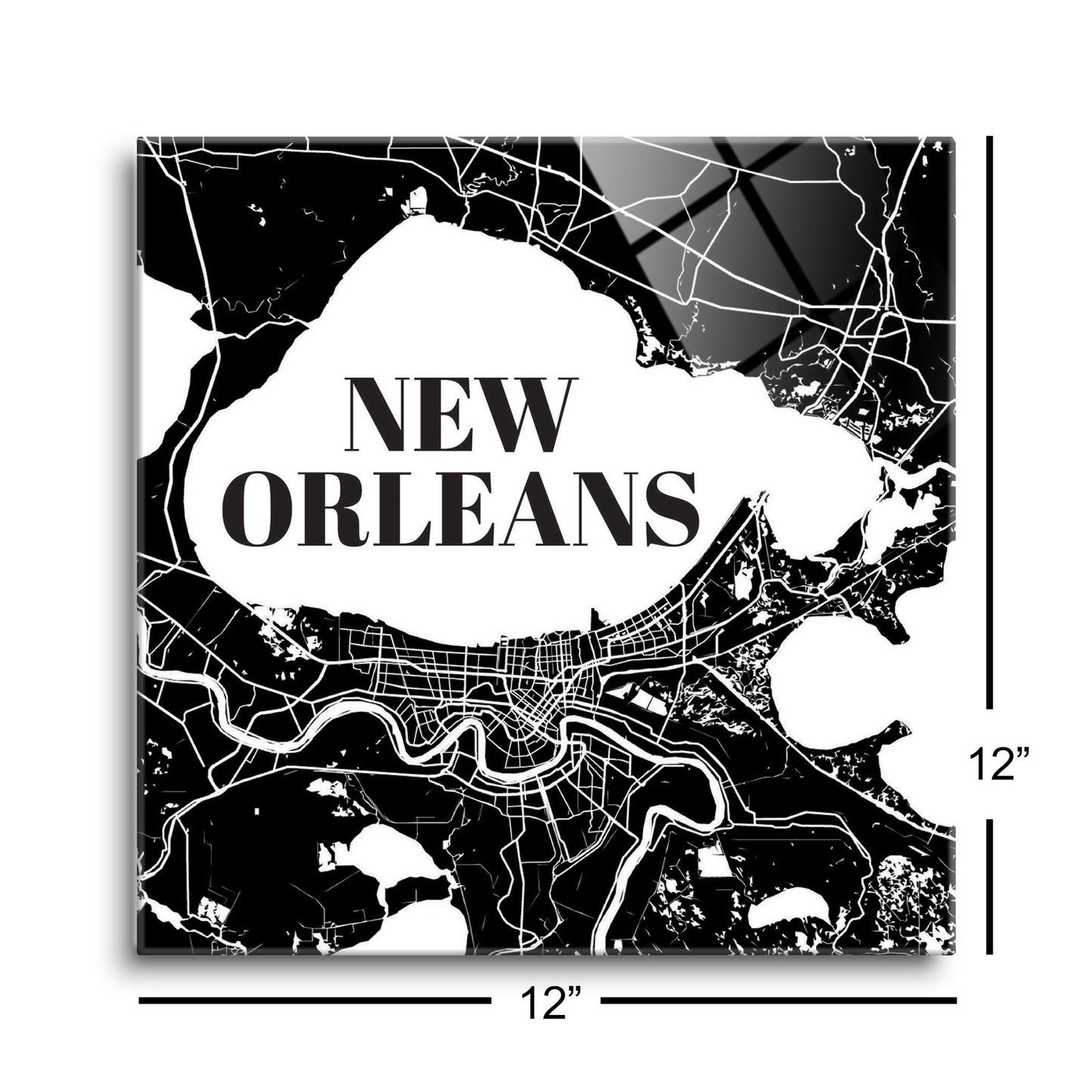 Modern Louisiana New Orleans Map | Hi-Def Glass Art | Eaches | Min 1